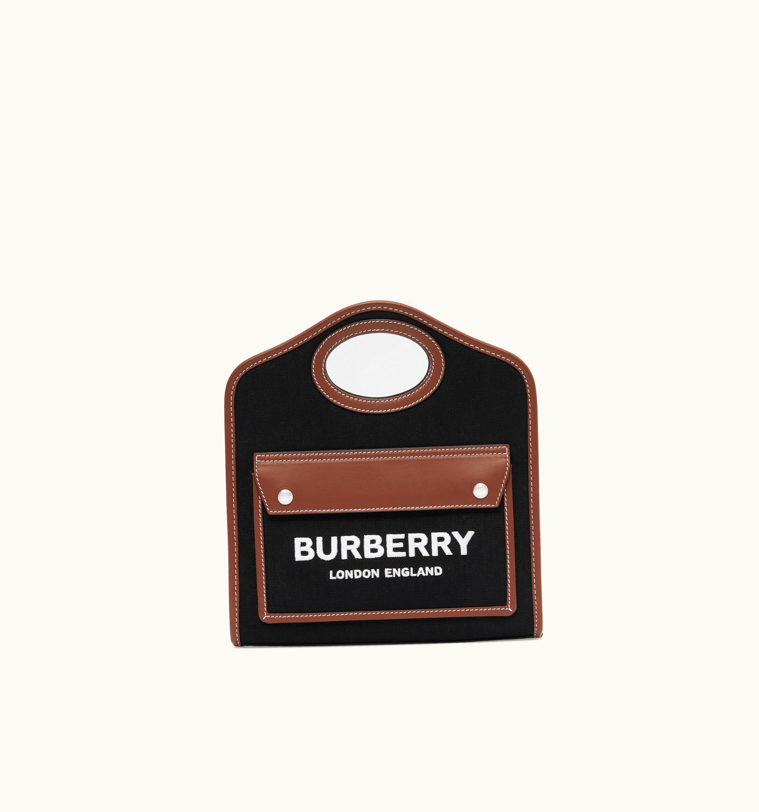 Burberry Burberry Technical Cotton And Leather Mini Pocket Bag In Black/Tan - Women