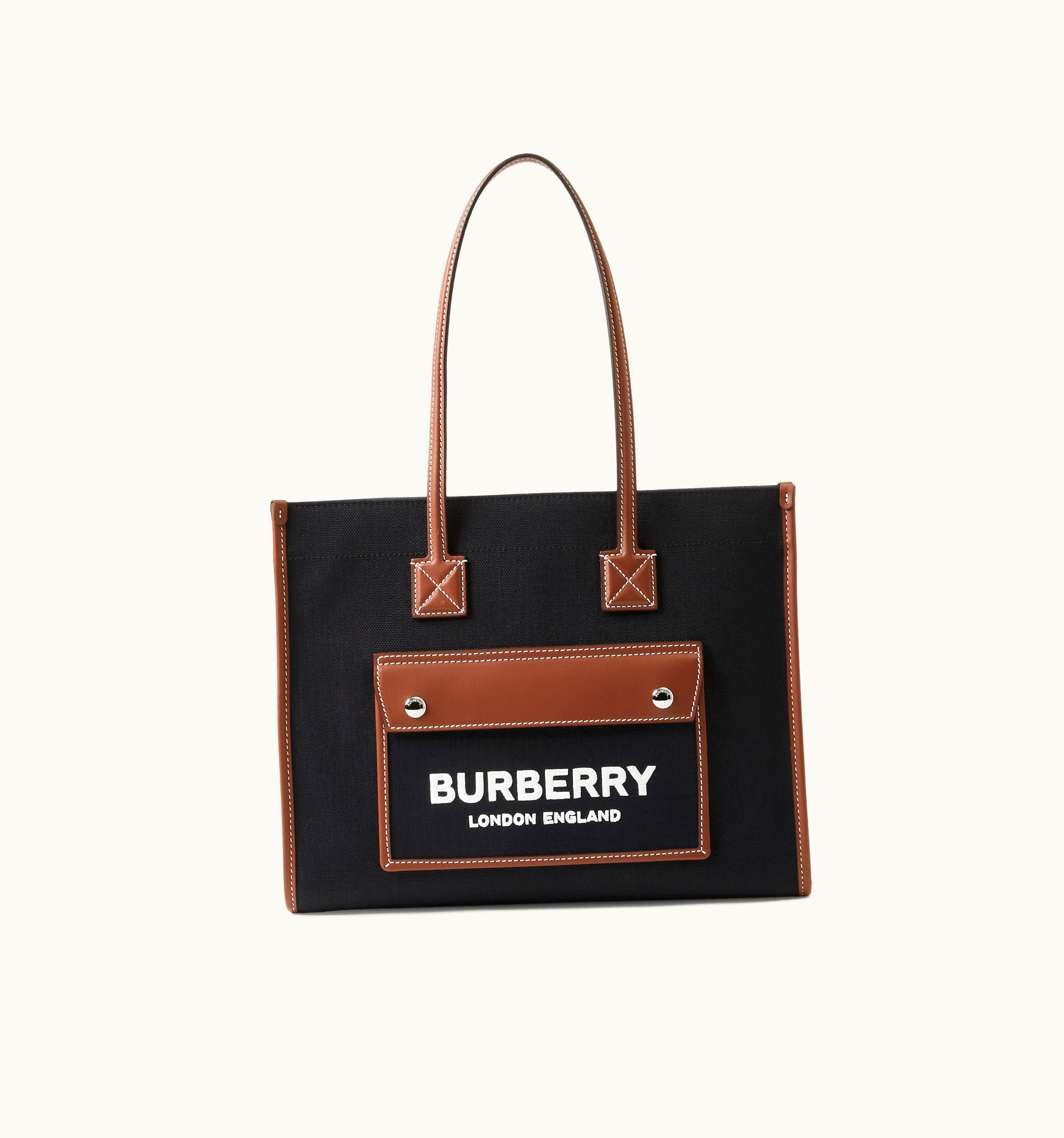 Burberry Burberry Small Freya Tote In Black/Tan - Women