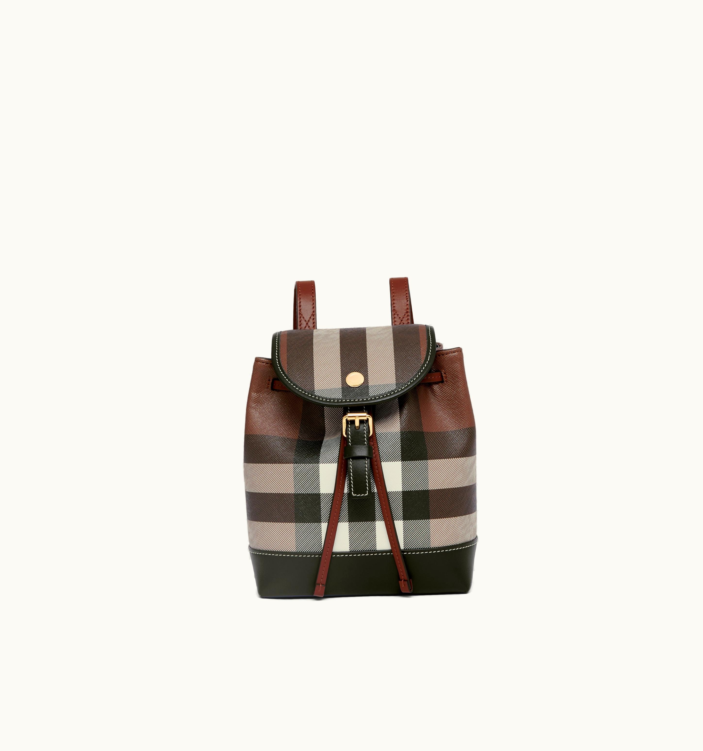 Burberry Burberry Check And Leather Micro Backpack In Dark Birch Brown - Women UZ0140179