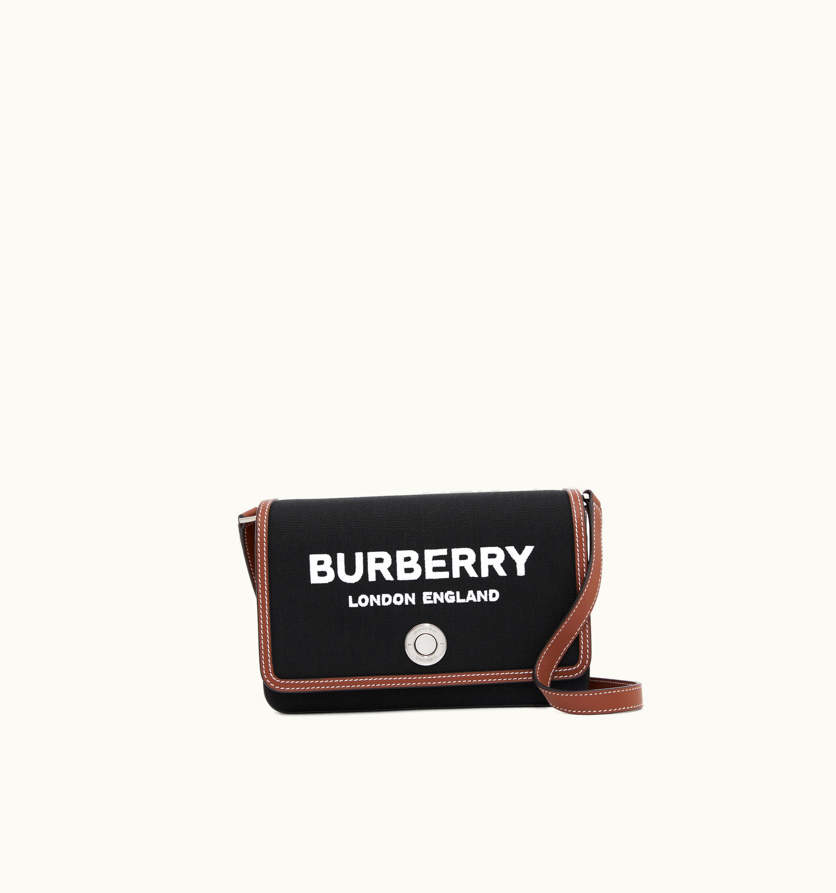 Burberry Burberry Technical Cotton And Leather Mini Note Bag In Black - Women