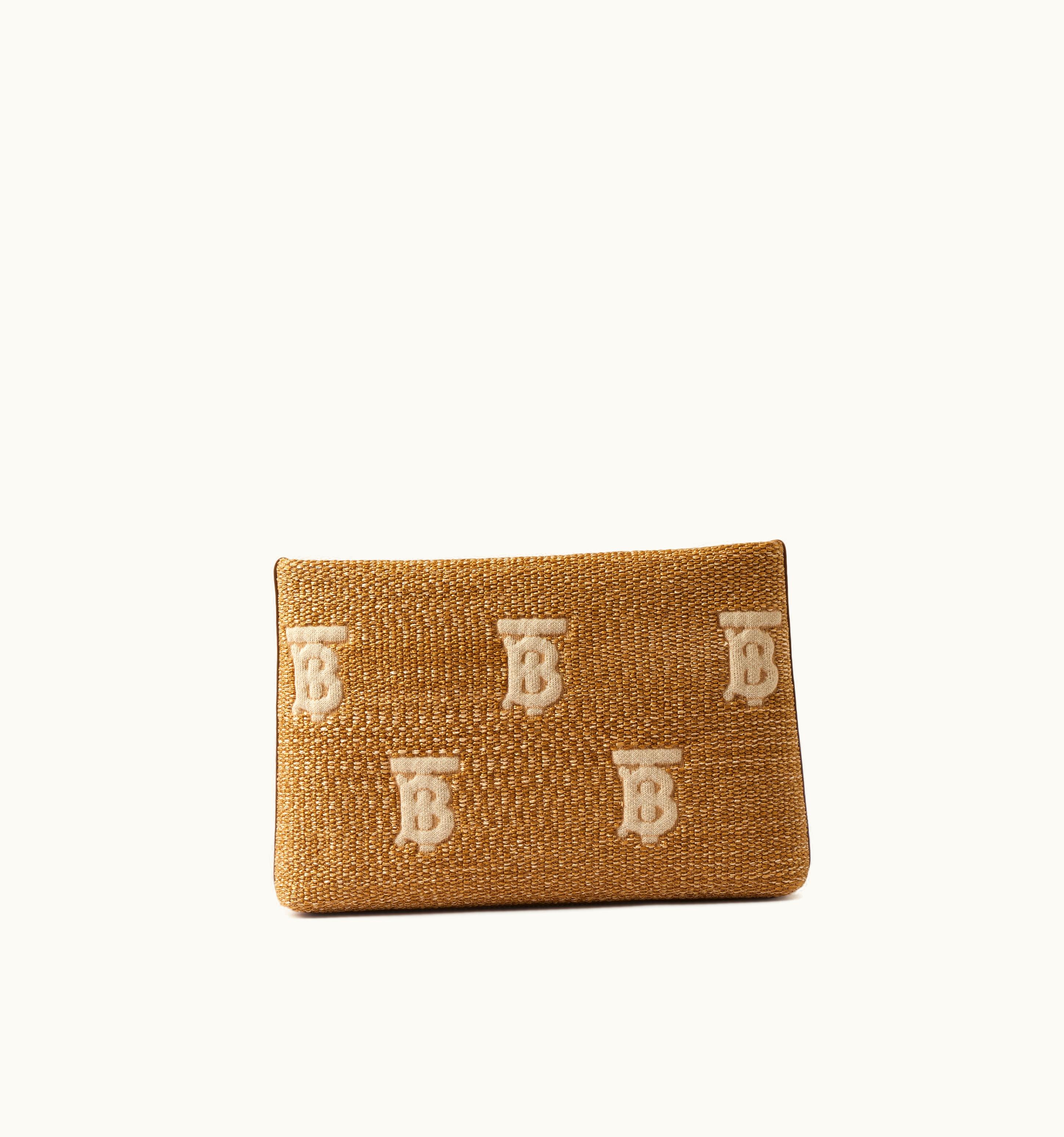 Burberry Burberry Monogram Raffia-Effect Zip Pouch In Natural/Beige - Women UZ0140217