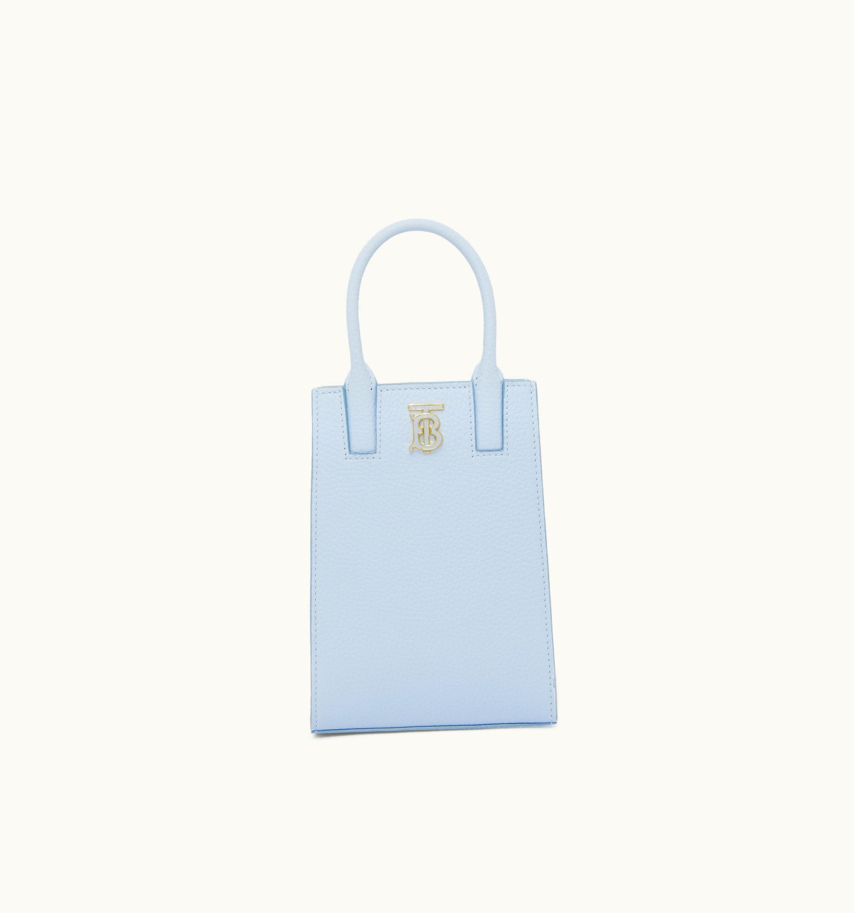Burberry Burberry Micro Grainy Leather Frances Tote In Pale Blue - Women