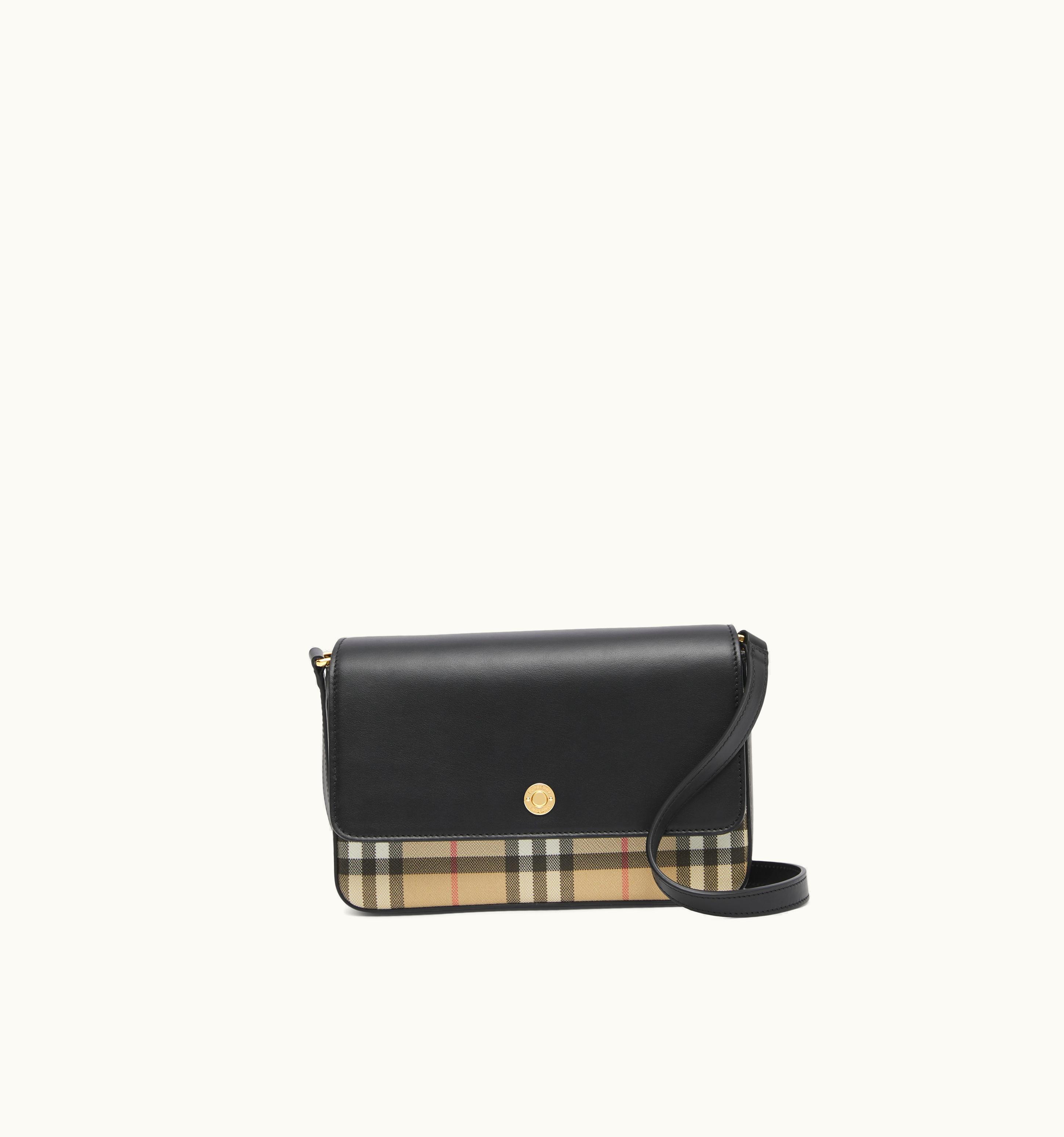 Burberry Burberry Check And Leather Hampshire Bag In Archive Beige/Black - Women