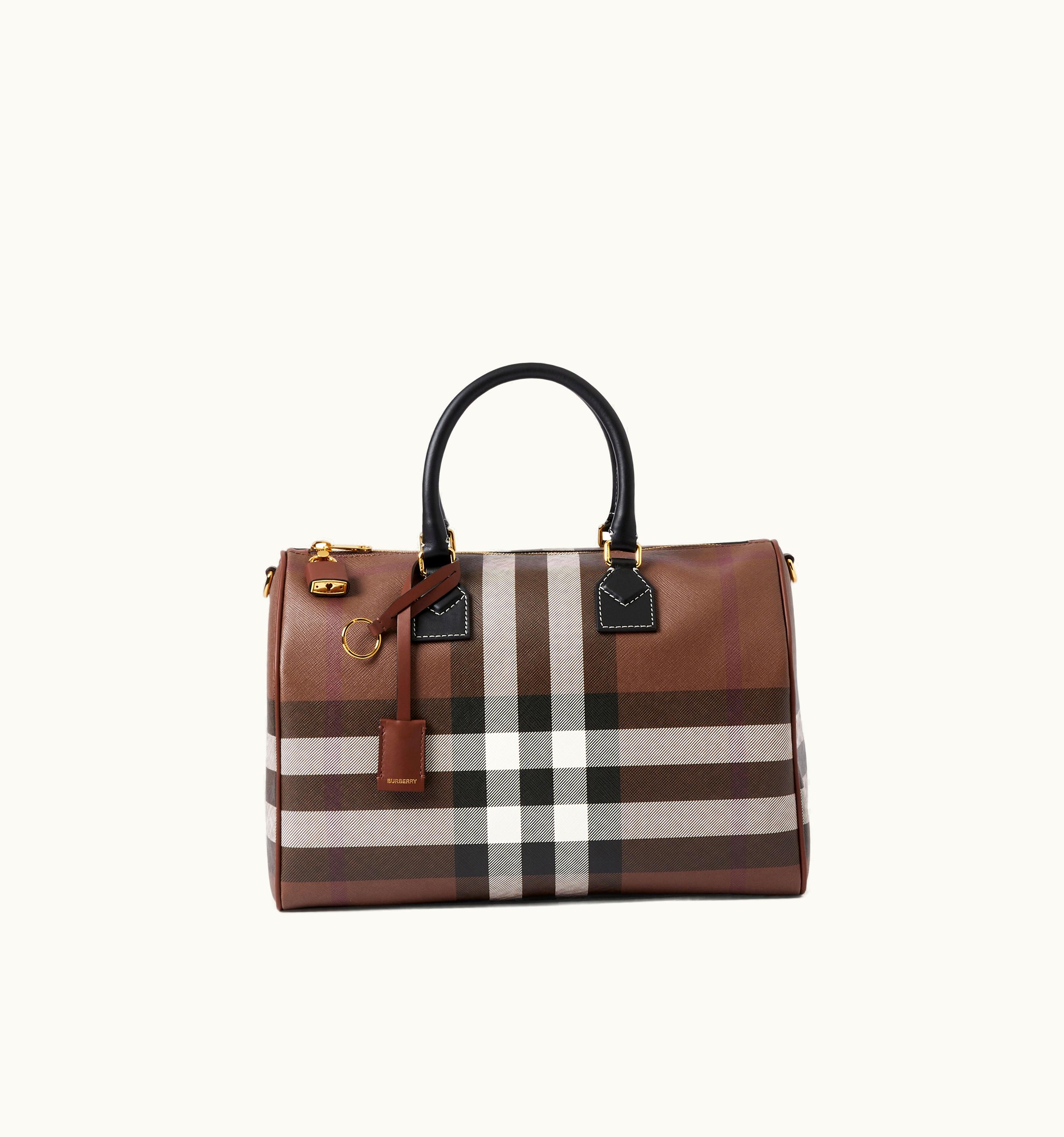 Burberry Burberry Check And Leather Medium Bowling Bag In Dark Birch Brown - Women