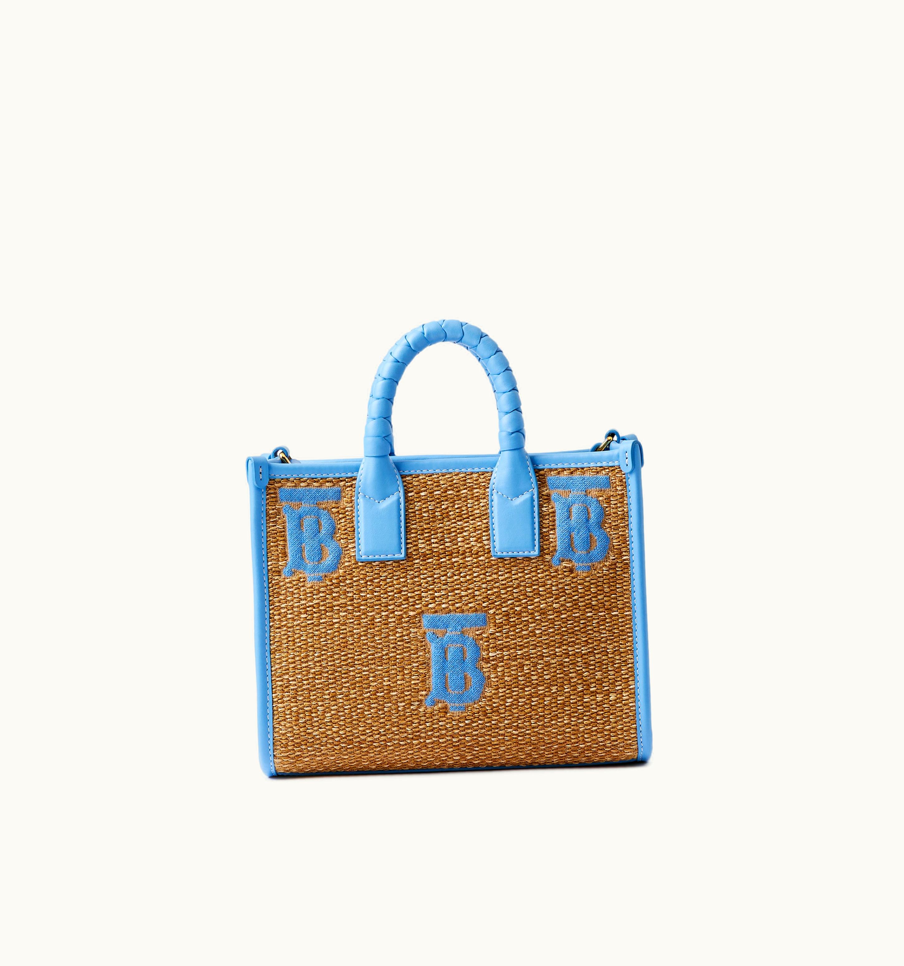 Burberry Burberry Mini Freya Tote In Natural/Cool Cornflower Blue - Women UZ0140323