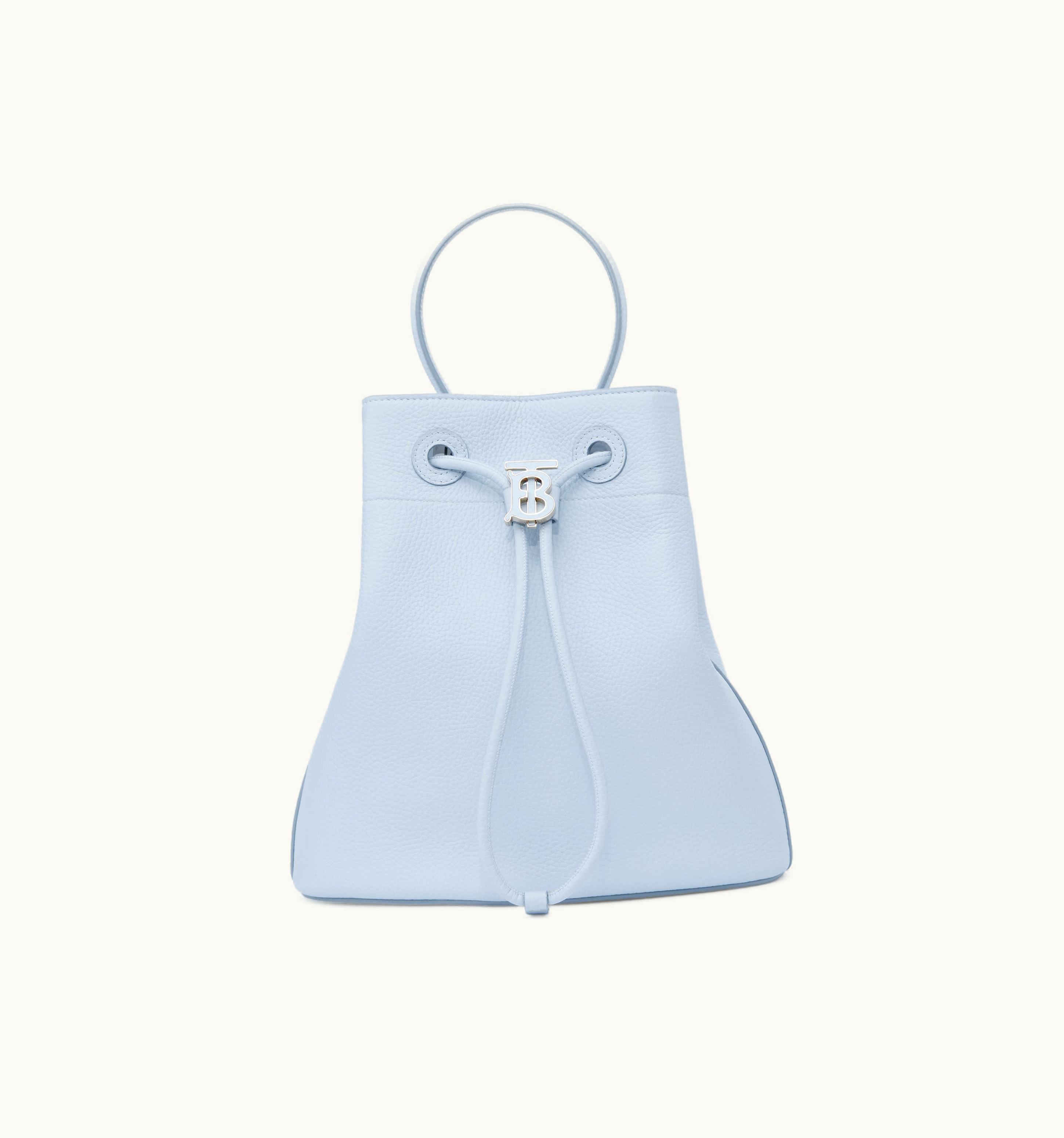 Burberry Burberry Grainy Leather Small Tb Bucket Bag In Pale Blue - Women