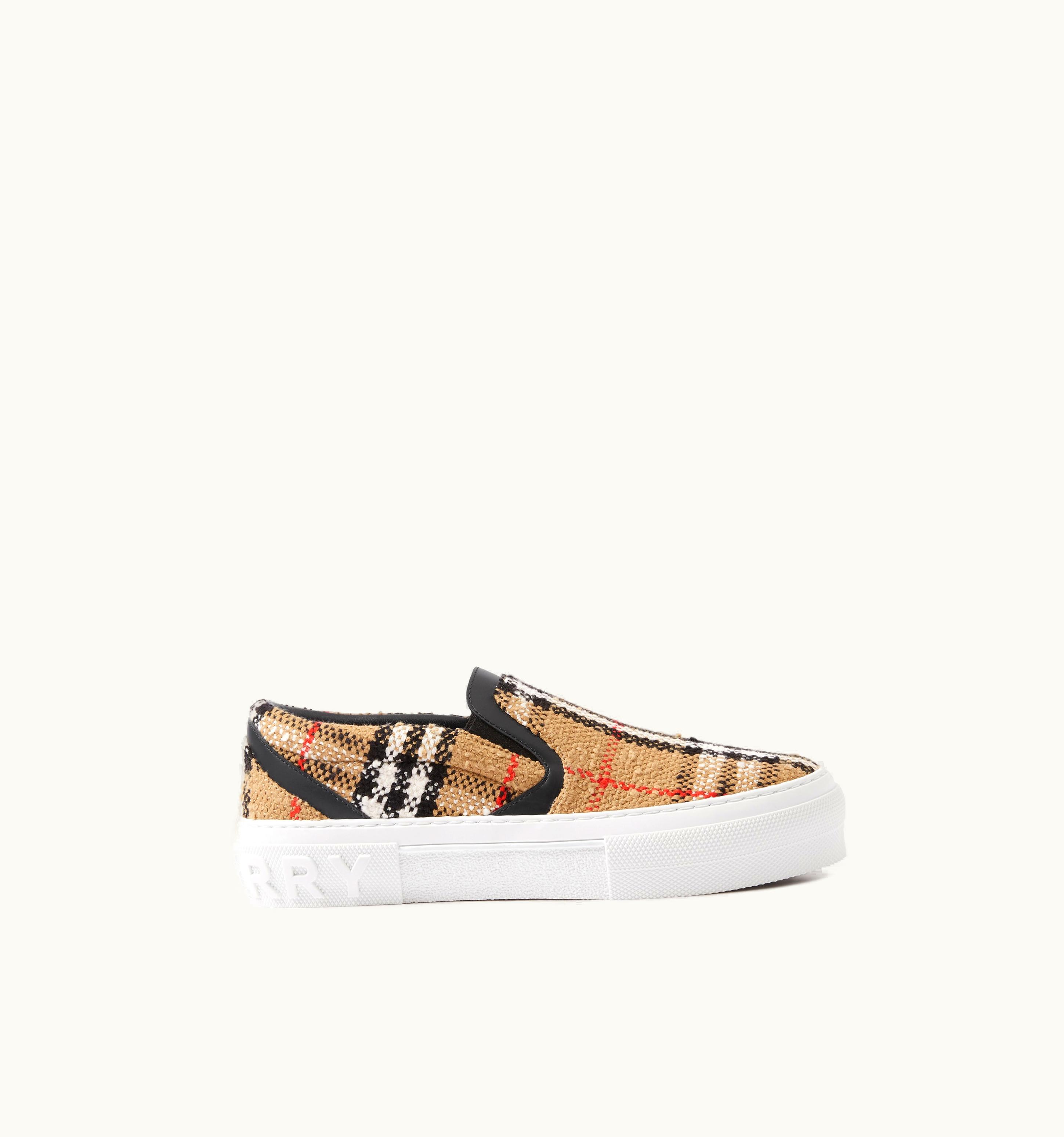 Burberry Burberry Vintage Check Cotton Wool Blend Sneakers In Archive Beige - Women