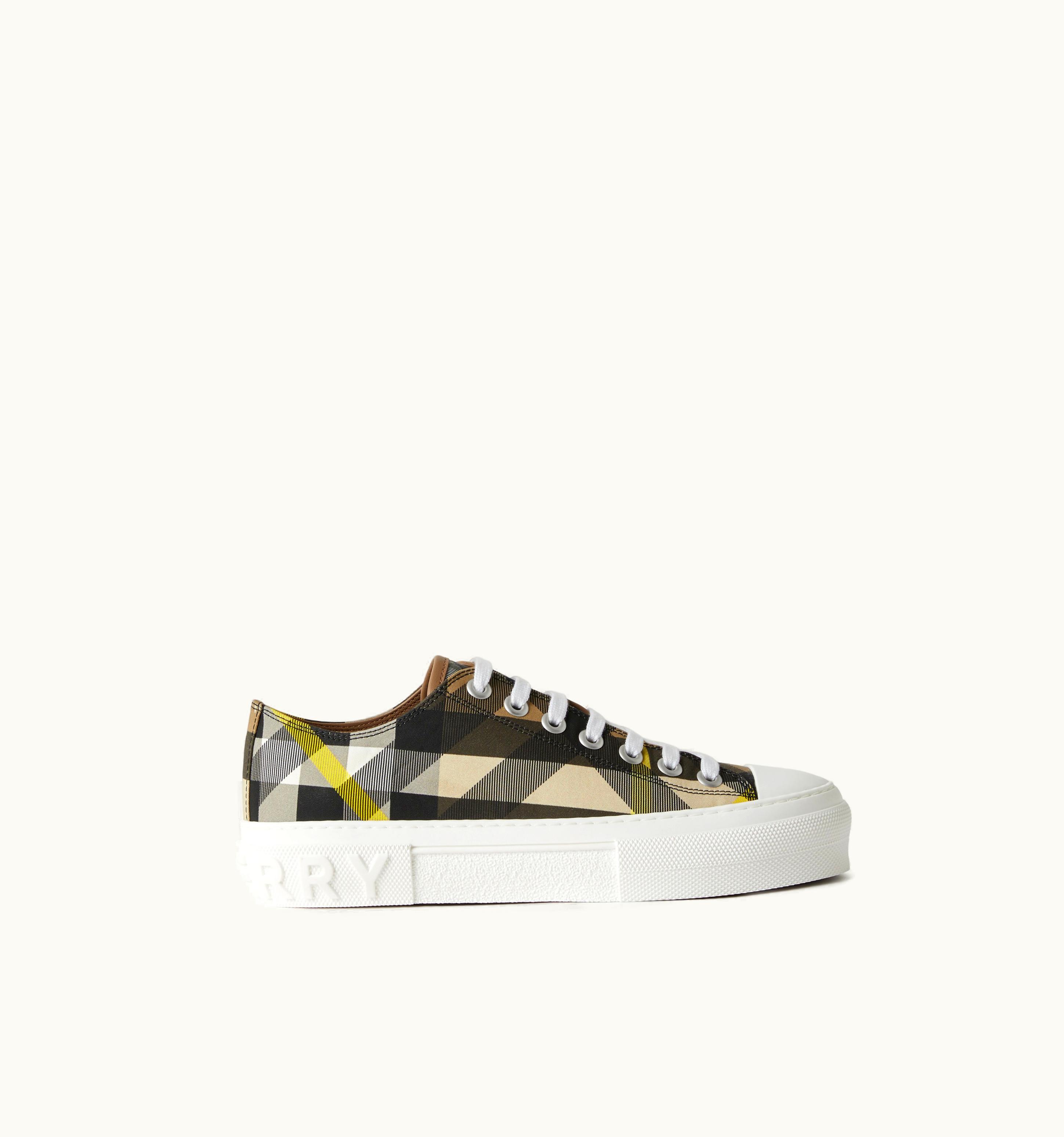 Burberry Burberry Exaggerated Check Cotton Sneakers In Wheat - Women