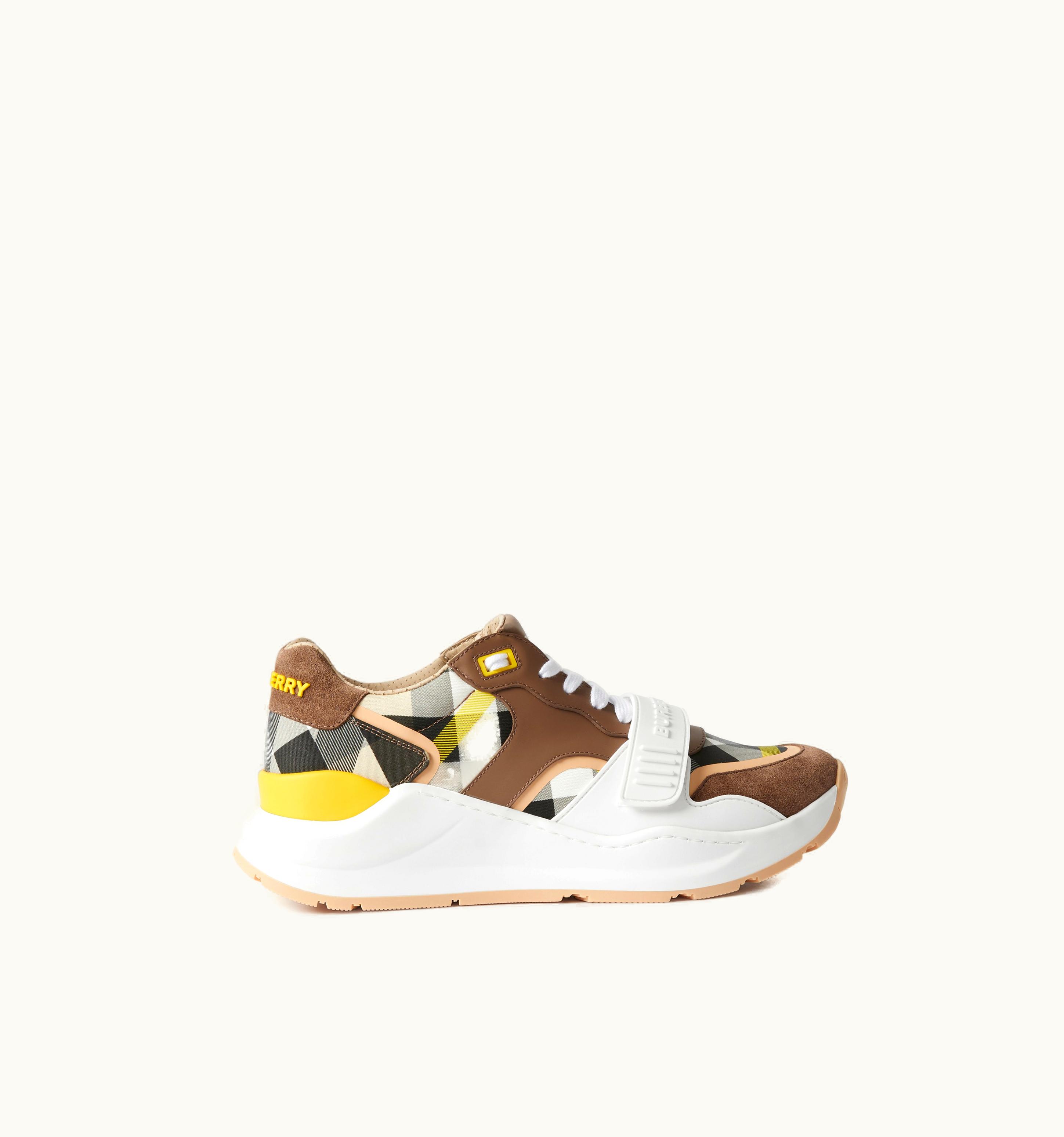Burberry Burberry Check, Suede And Leather Sneakers In Wheat - Women