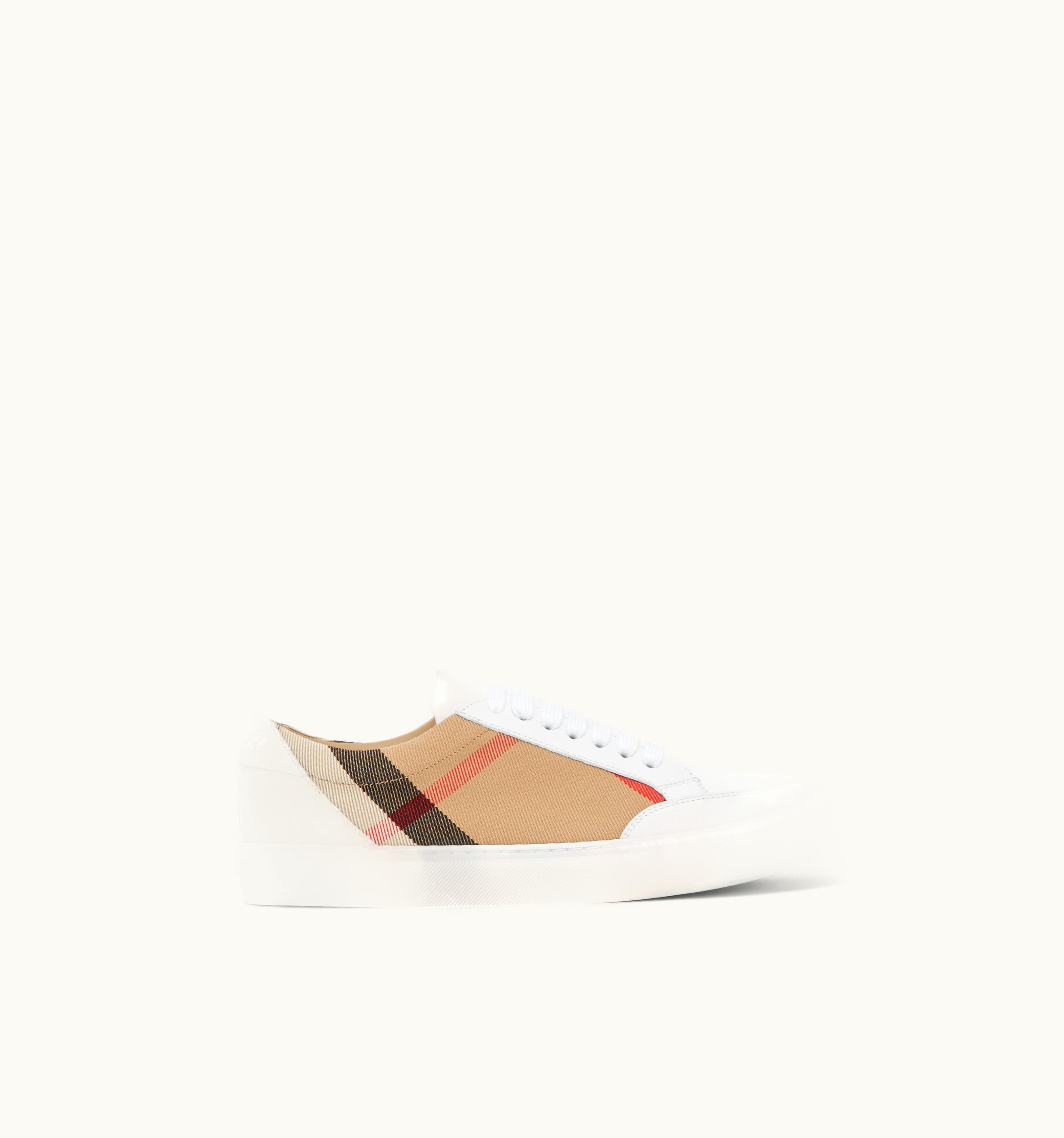 Burberry Burberry House Check Leather Sneakers Women White Luxe