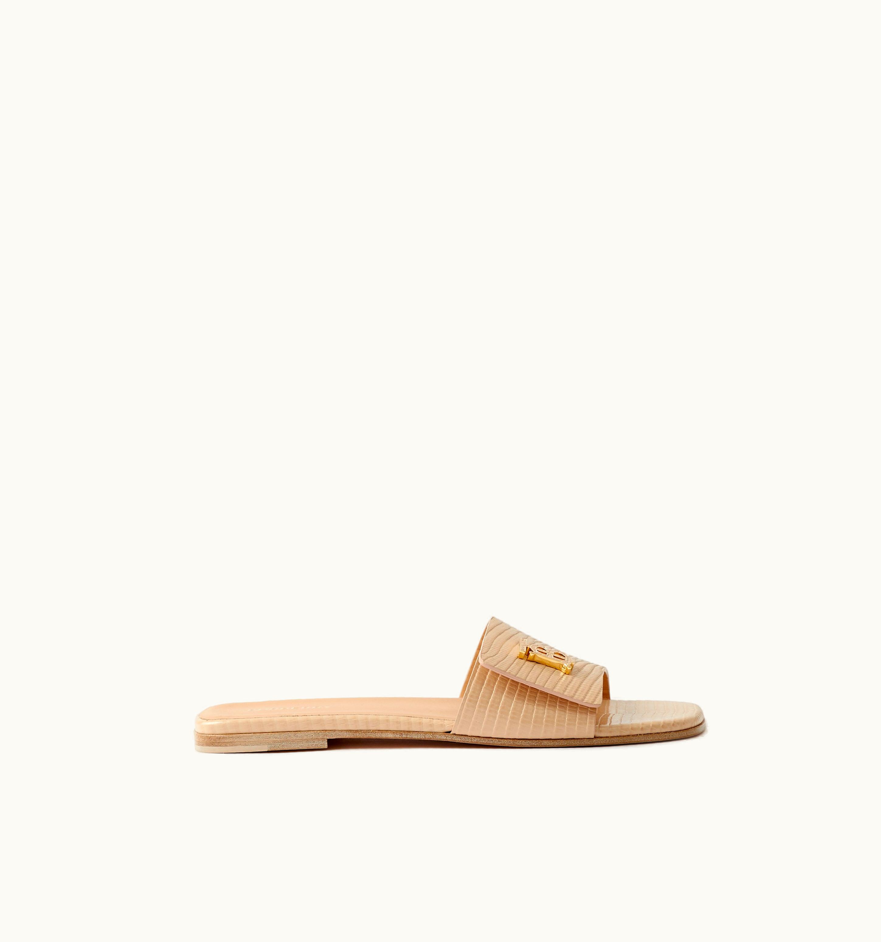 Burberry Burberry Monogram Motif Leather Slides In Pale Nude - Women UZ0140406