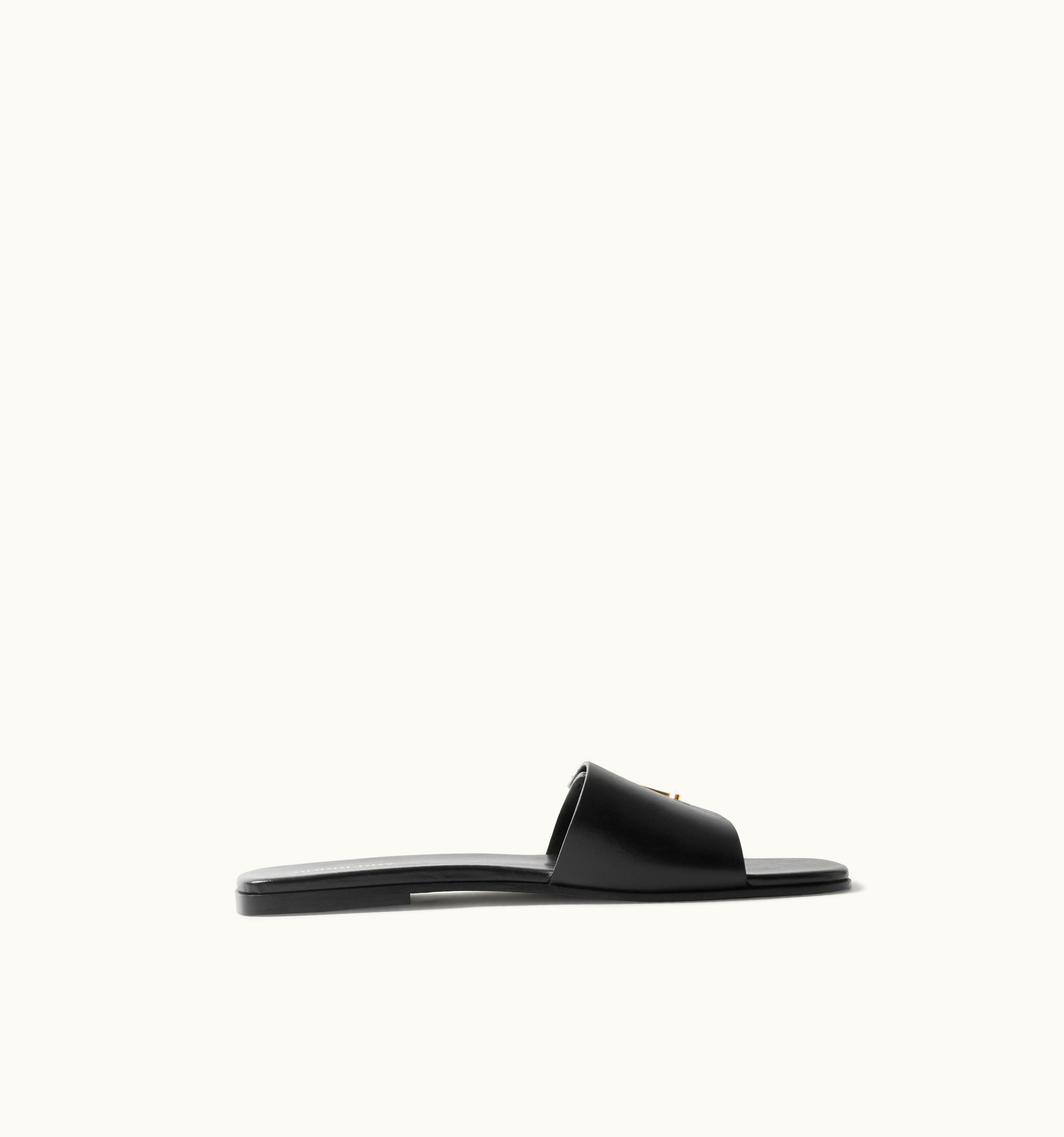 Burberry Burberry Monogram Motif Leather Slides In Black - Women