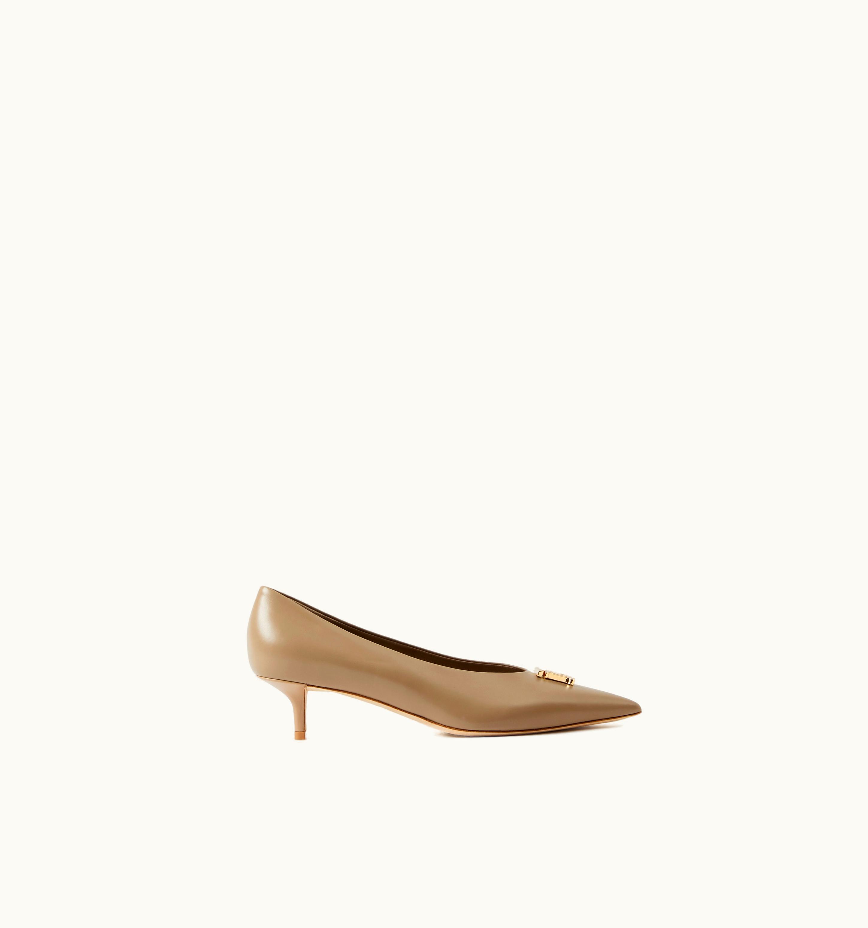 Burberry Burberry Monogram Motif Leather Point-Toe Pumps In Chestnut Beige - Women