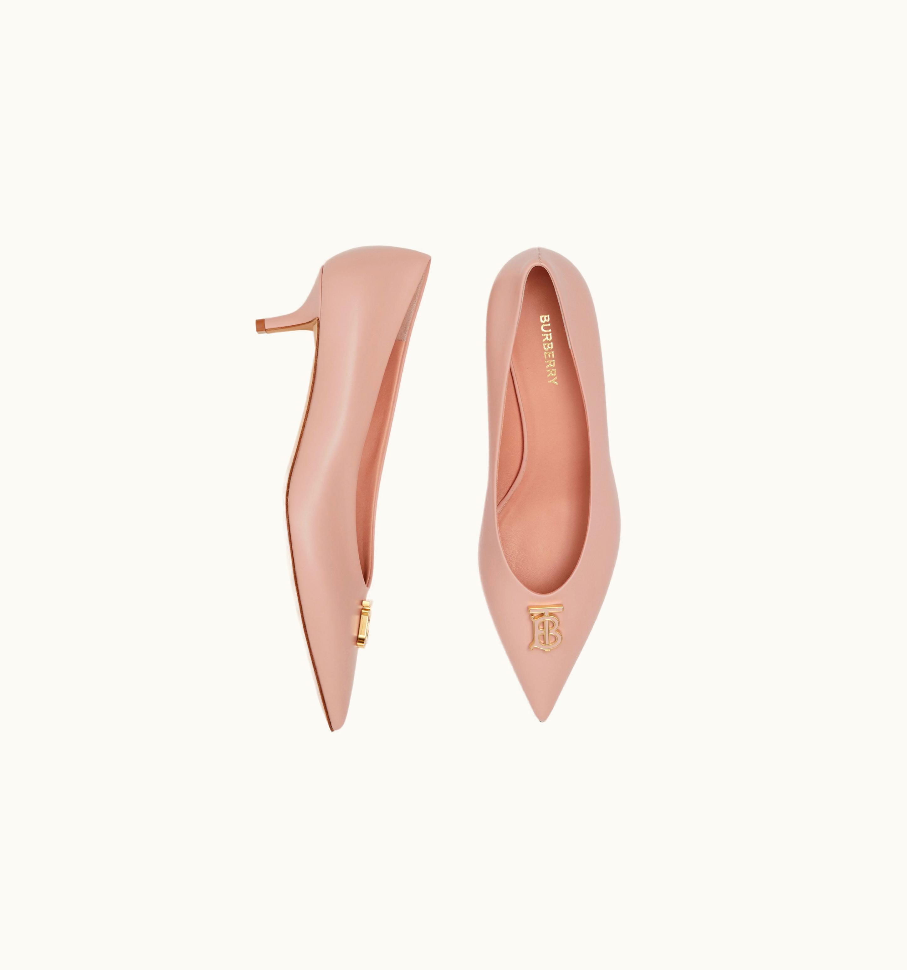 Burberry Burberry Monogram Motif Leather Point-Toe Pumps In Dusky Pink - Women