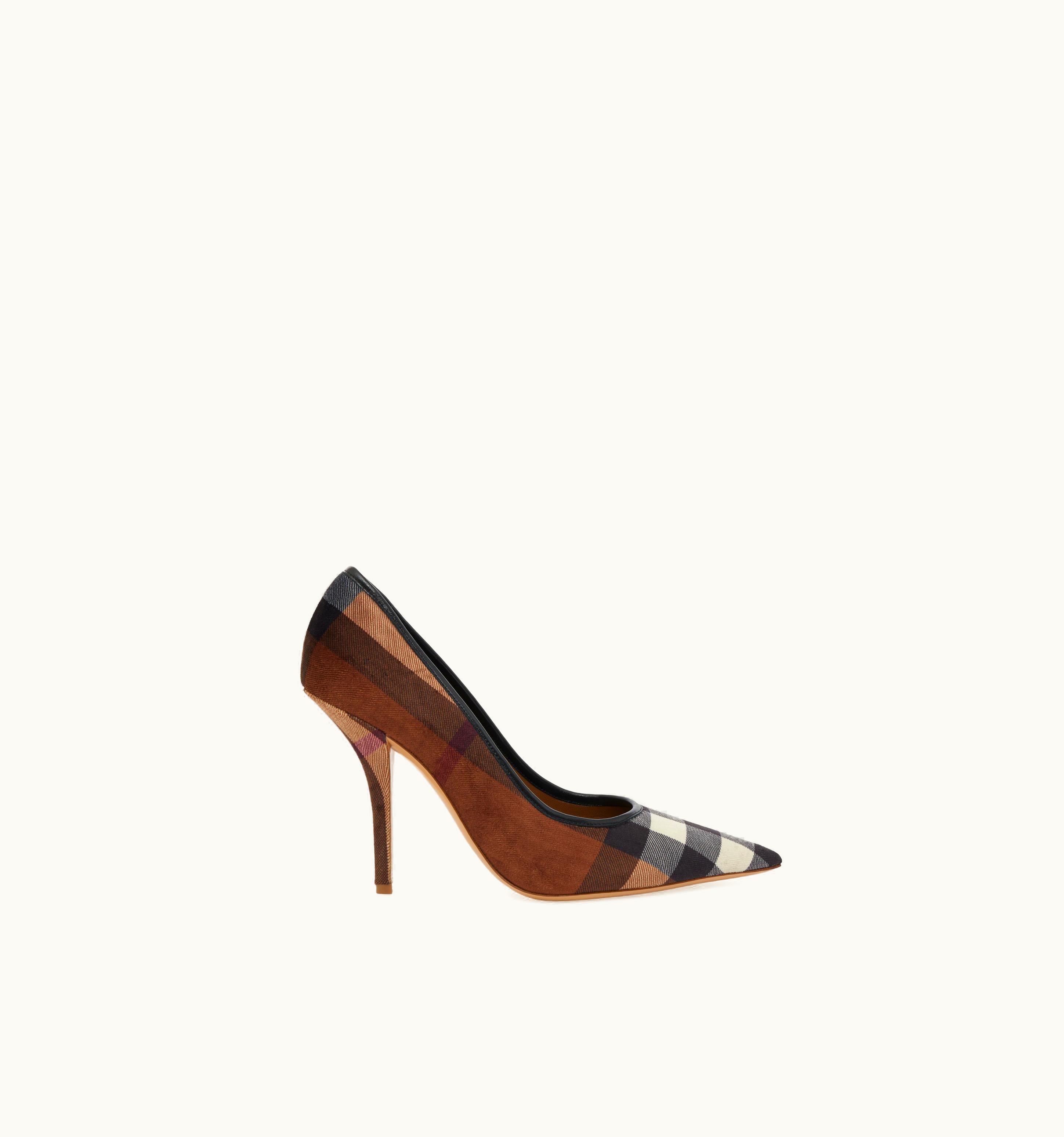 Burberry Burberry Exaggerated Check Leather Point-Toe Pumps In Dark Birch Brown - Women