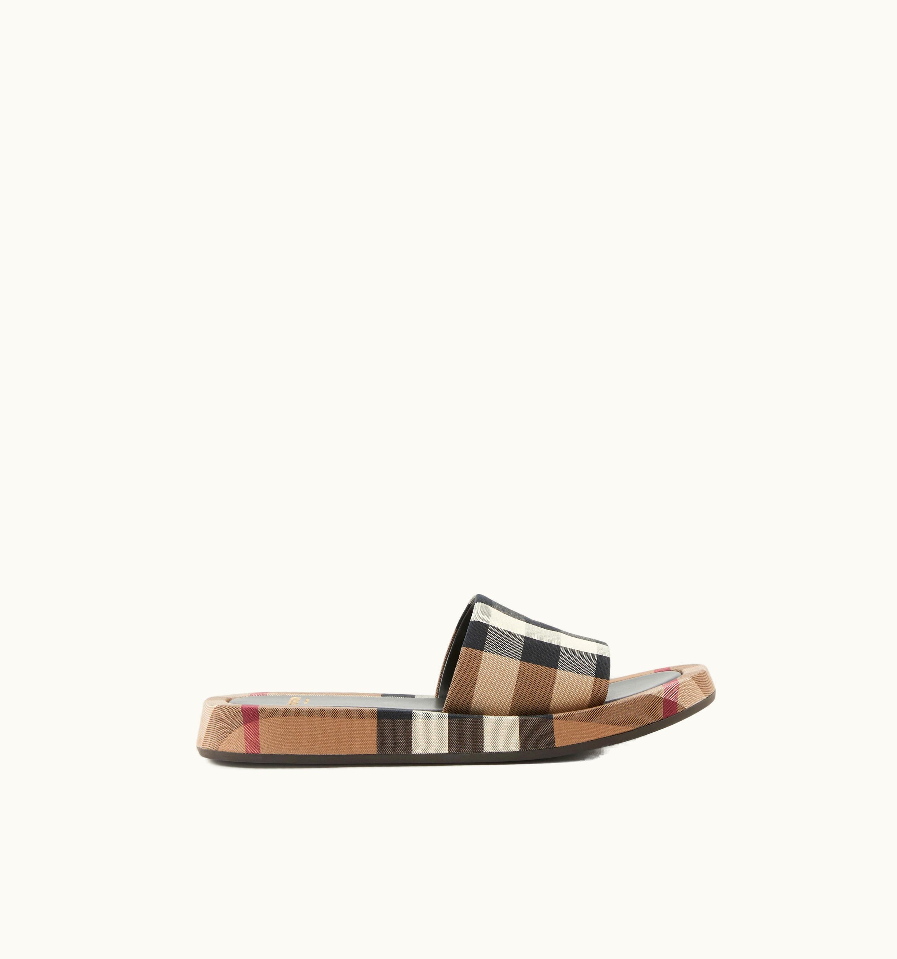 Burberry Burberry Check Cotton Slides In Birch Brown - Women UZ0140444
