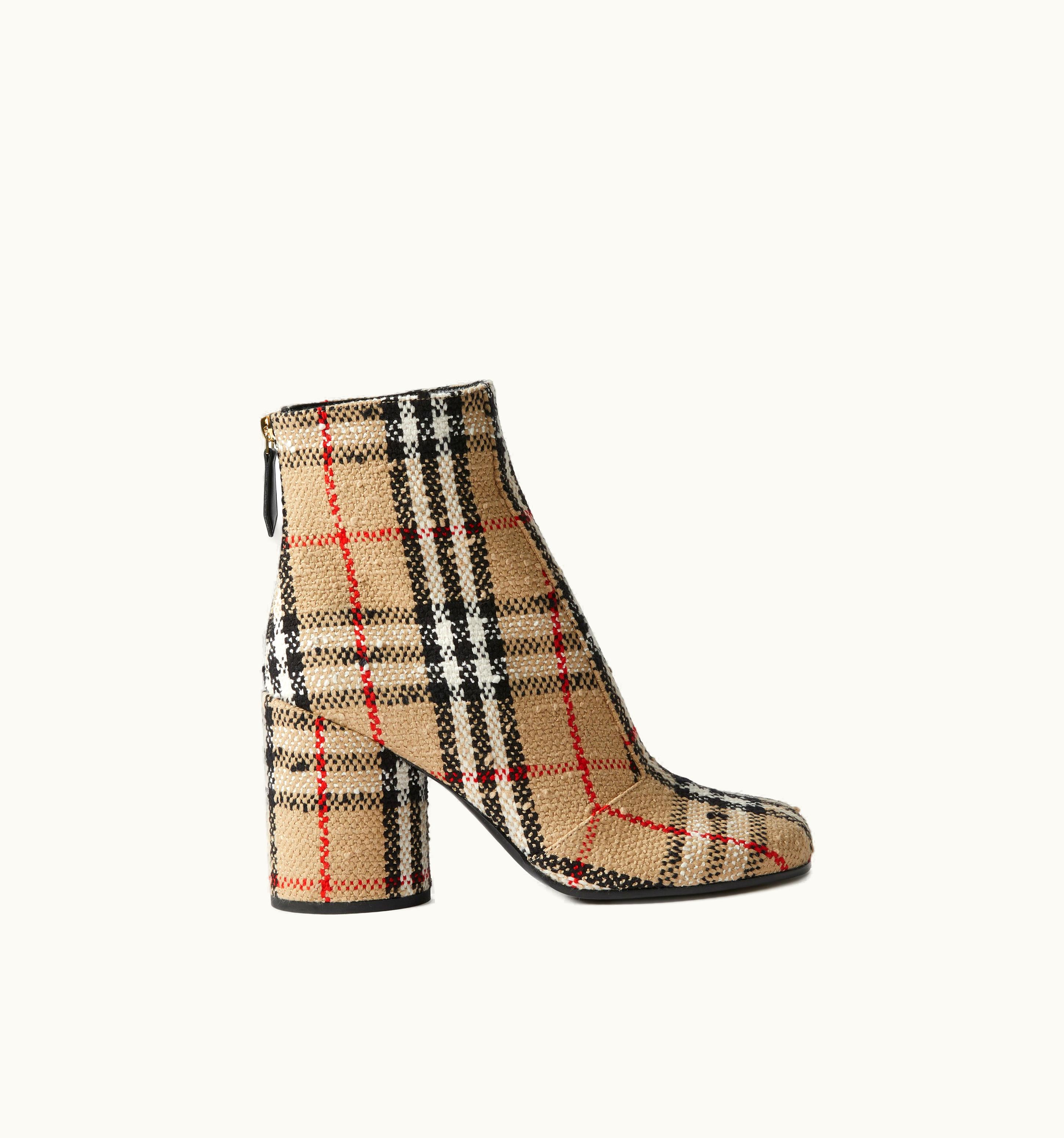 Burberry Burberry Vintage Check Bouclé Ankle Boots In Archive Beige - Women