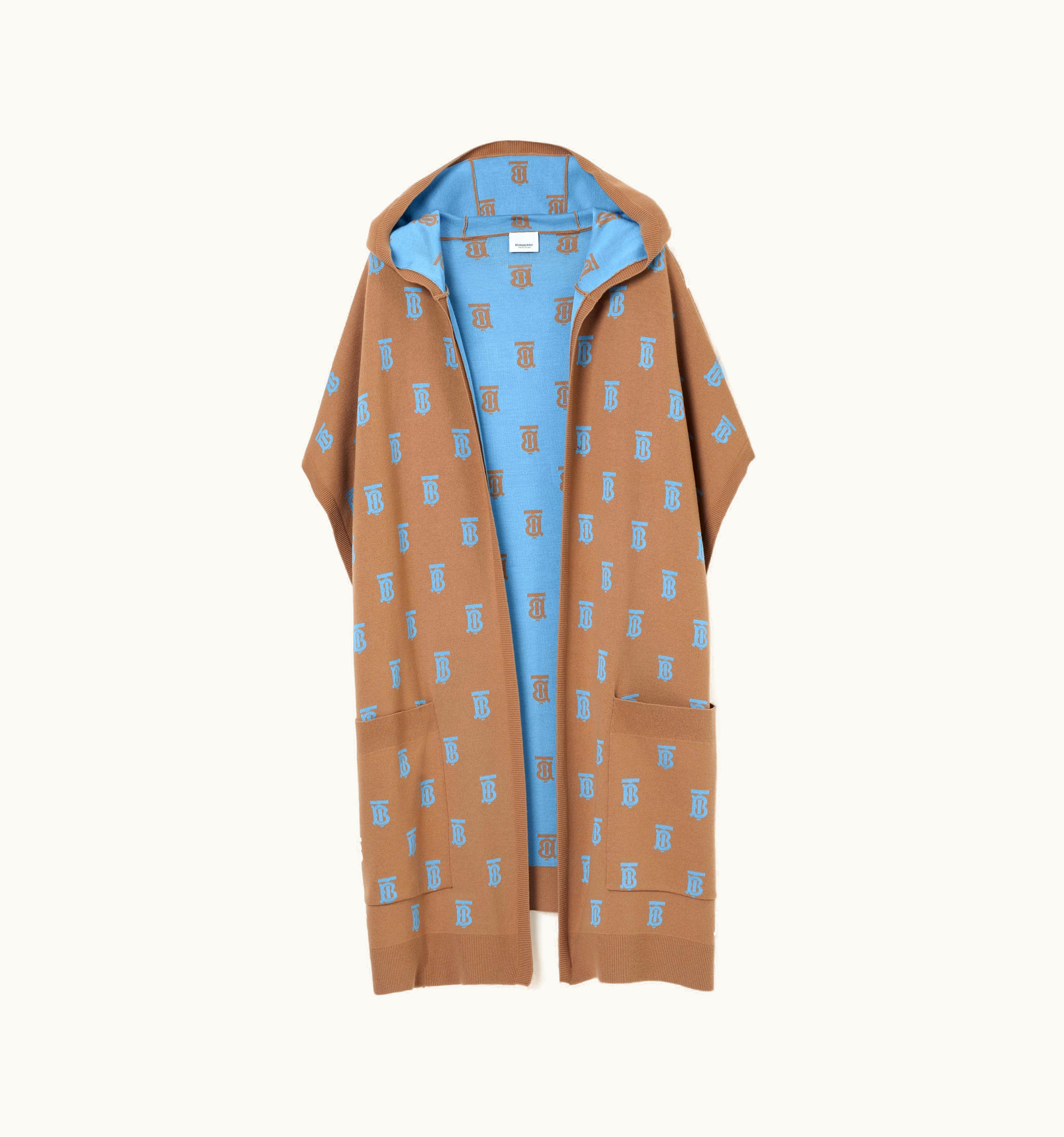 Burberry Burberry Monogram Wool Silk Blend Hooded Cape In Camel UZ0140510