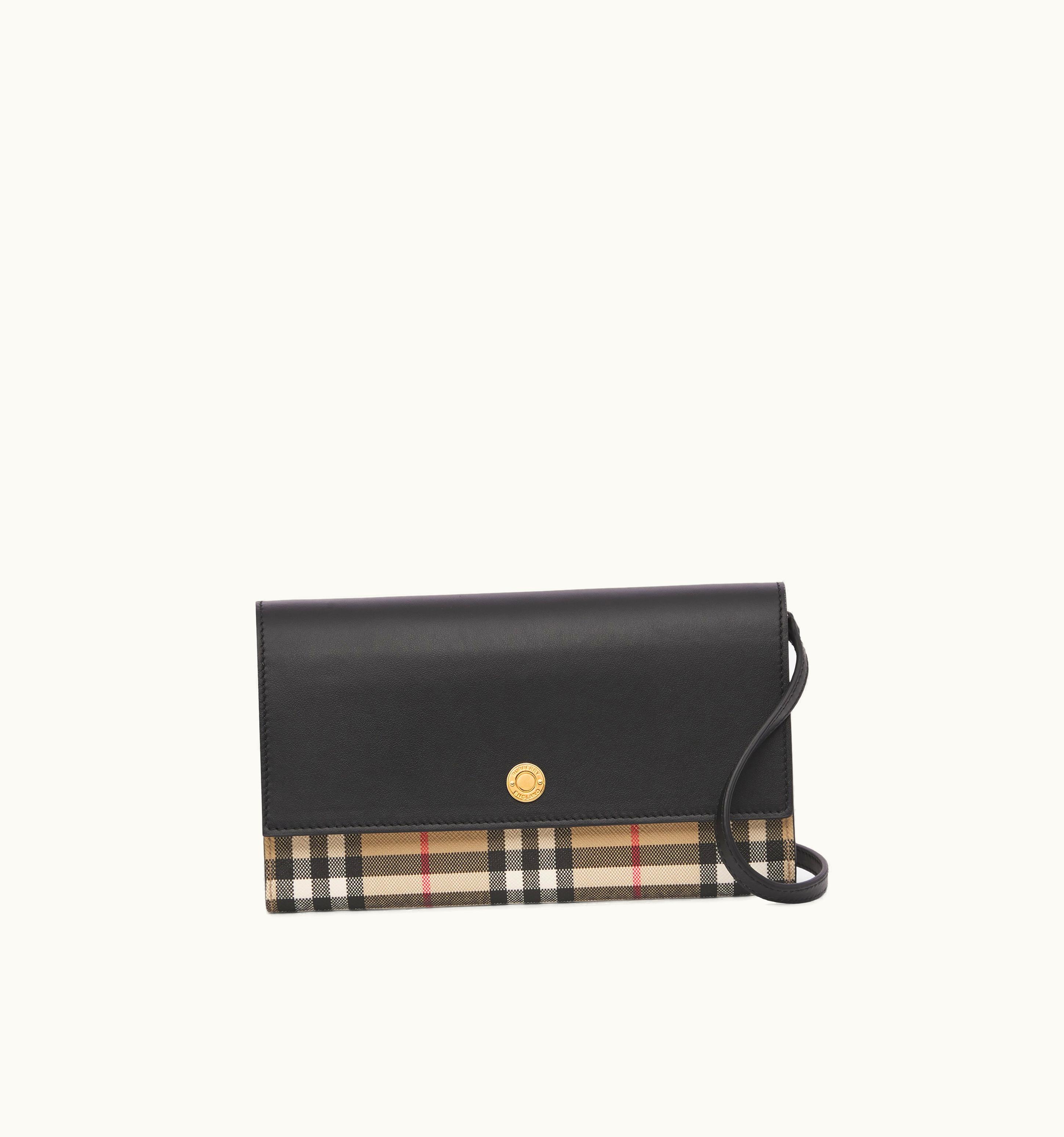 Burberry Burberry Check And Leather Wallet With Detachable Strap In Archive Beige/Black - Women UZ0140522
