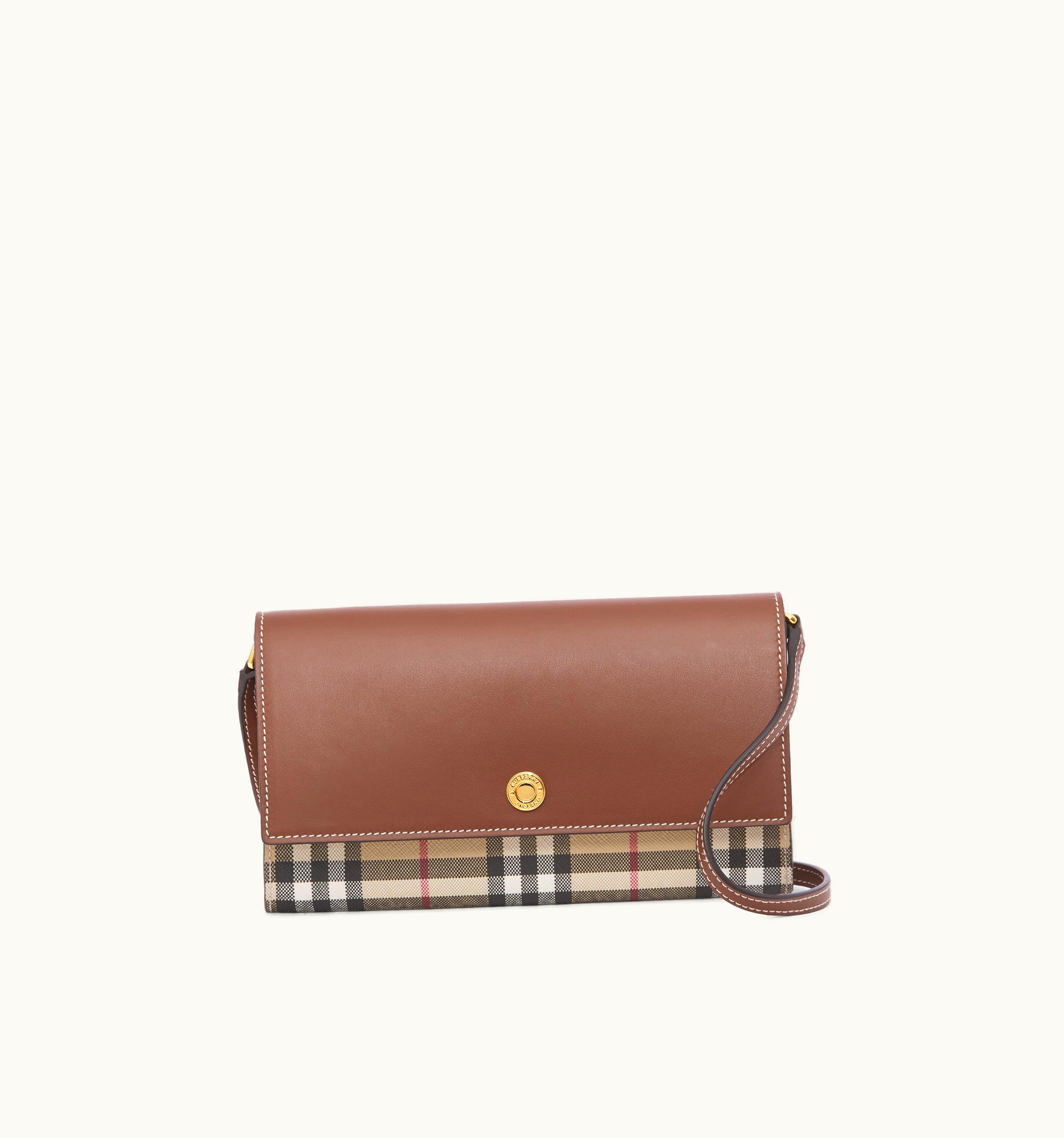 Burberry Burberry Check And Leather Wallet With Detachable Strap In Archive Beige/Tan - Women UZ0140523