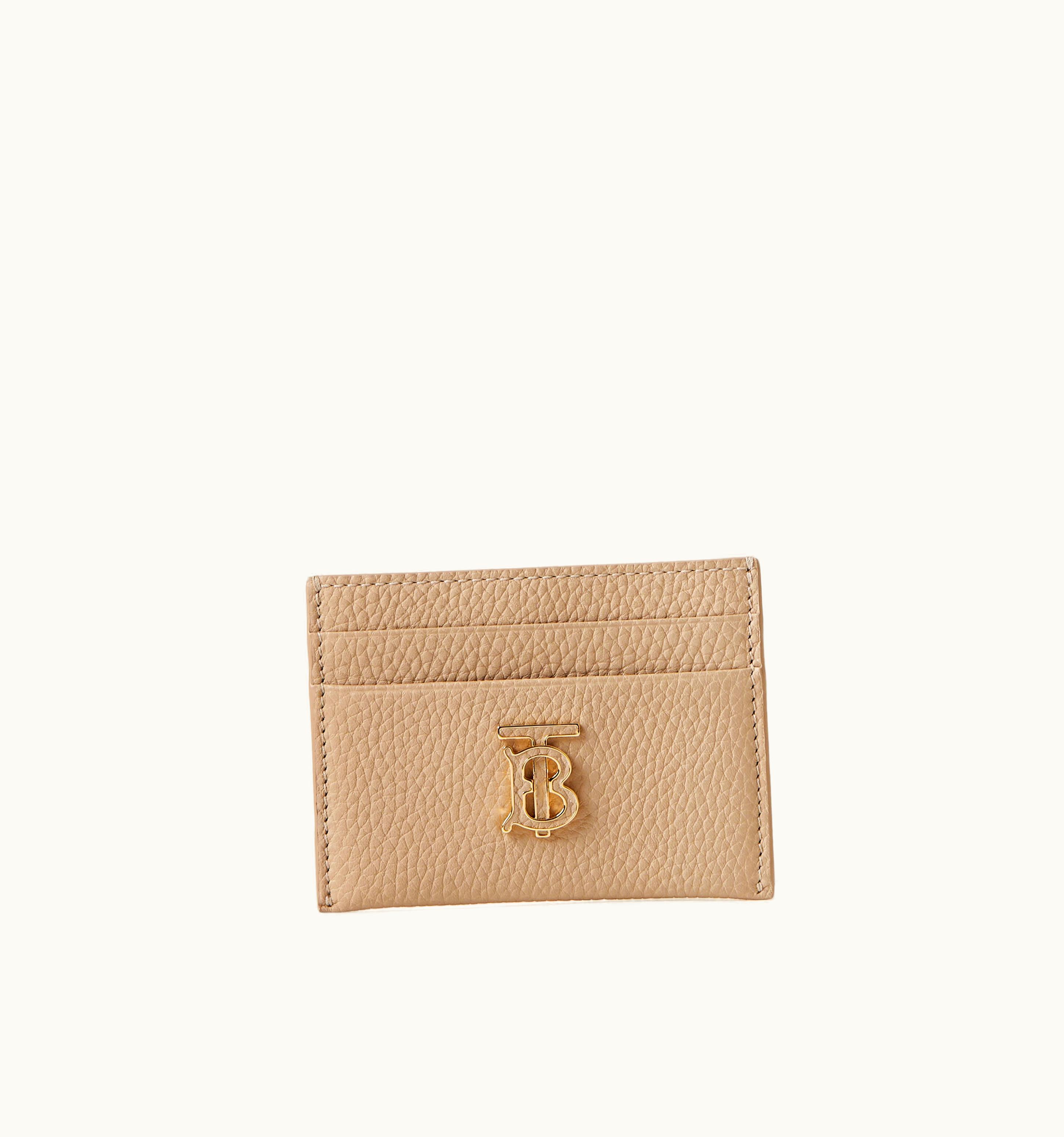 Burberry Burberry Grainy Leather Tb Card Case In Oat Beige - Women