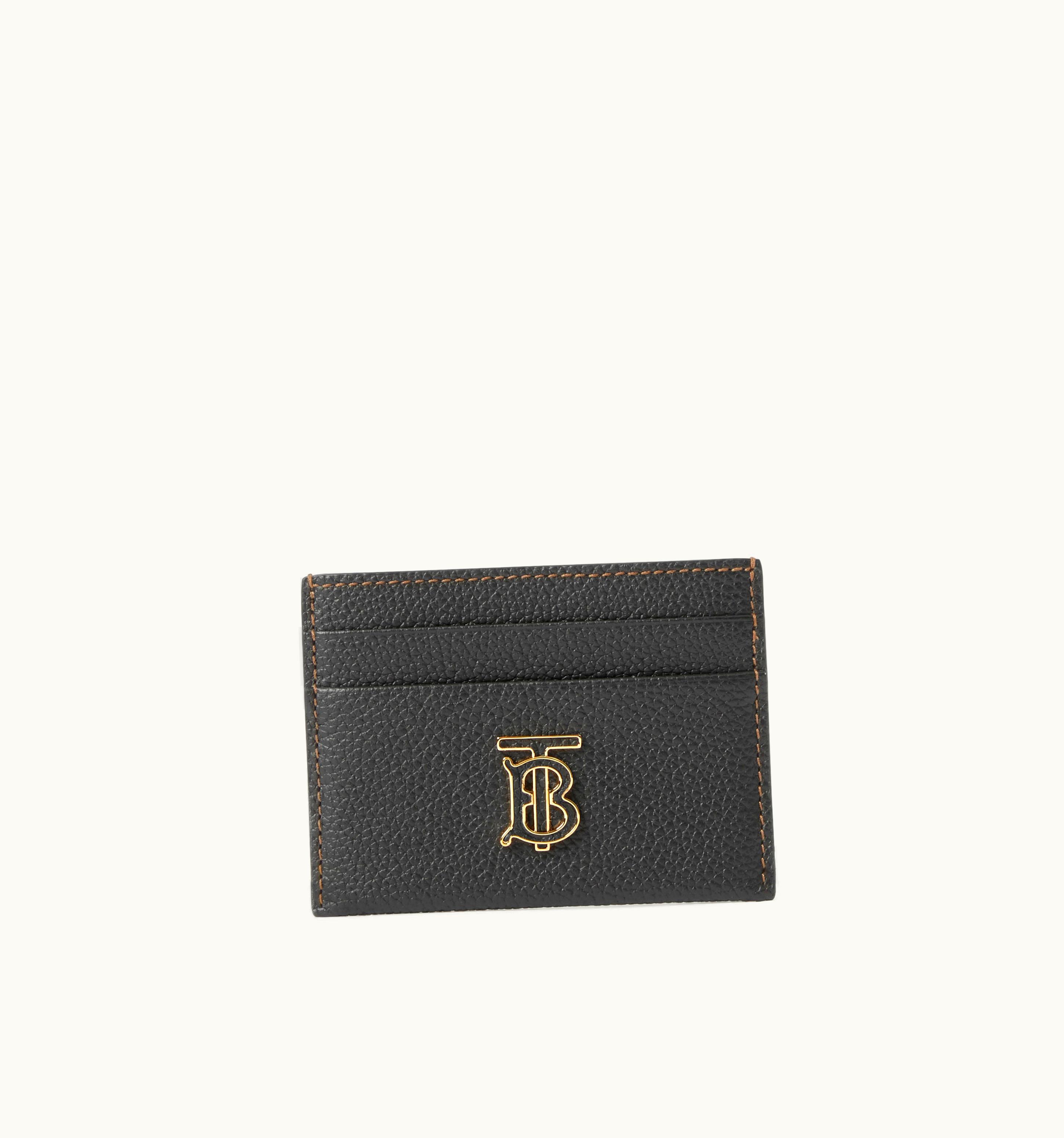 Burberry Burberry Grainy Leather Tb Card Case In Black - Women