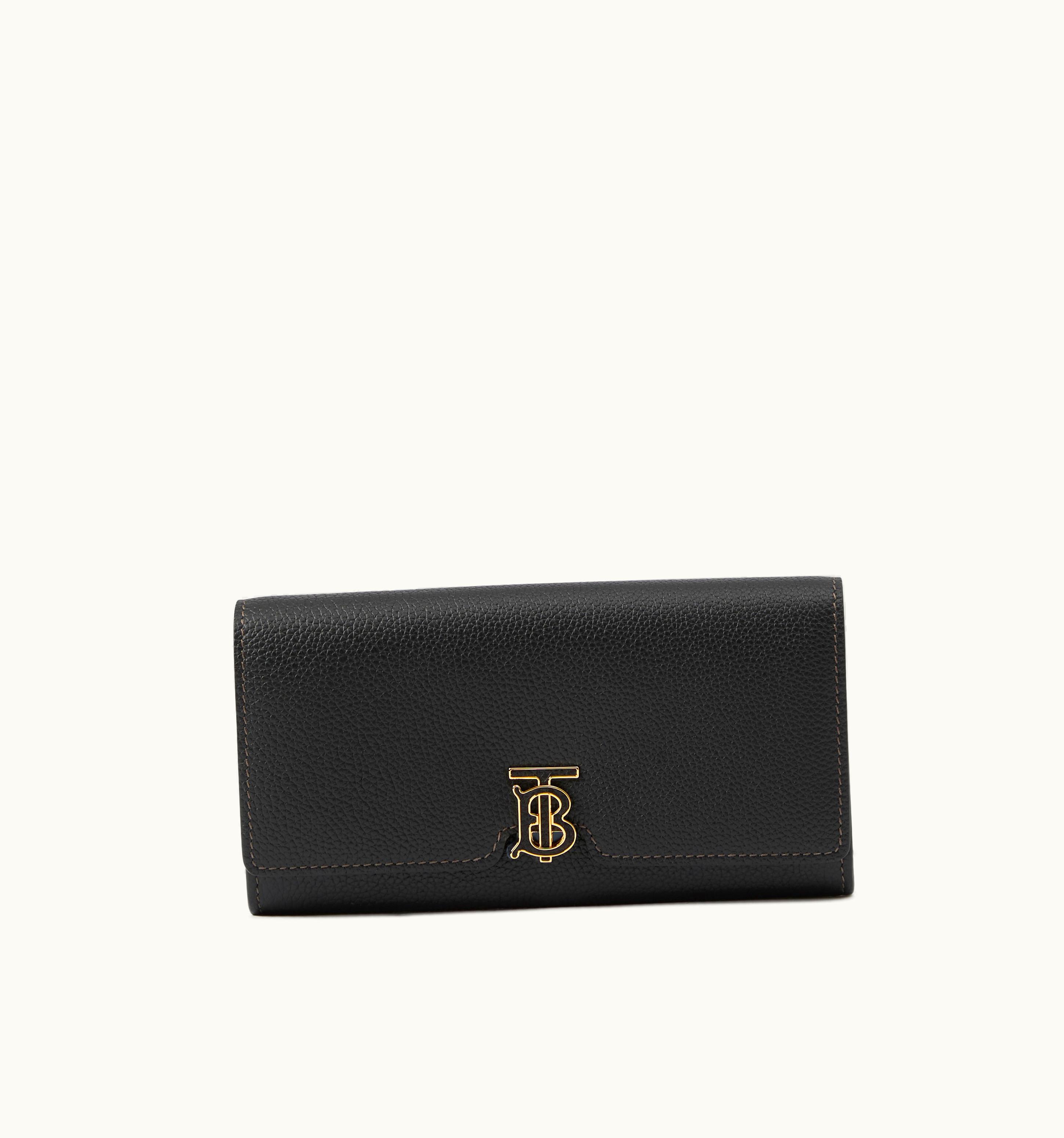 Burberry Burberry Grainy Leather Tb Continental Wallet In Black - Women