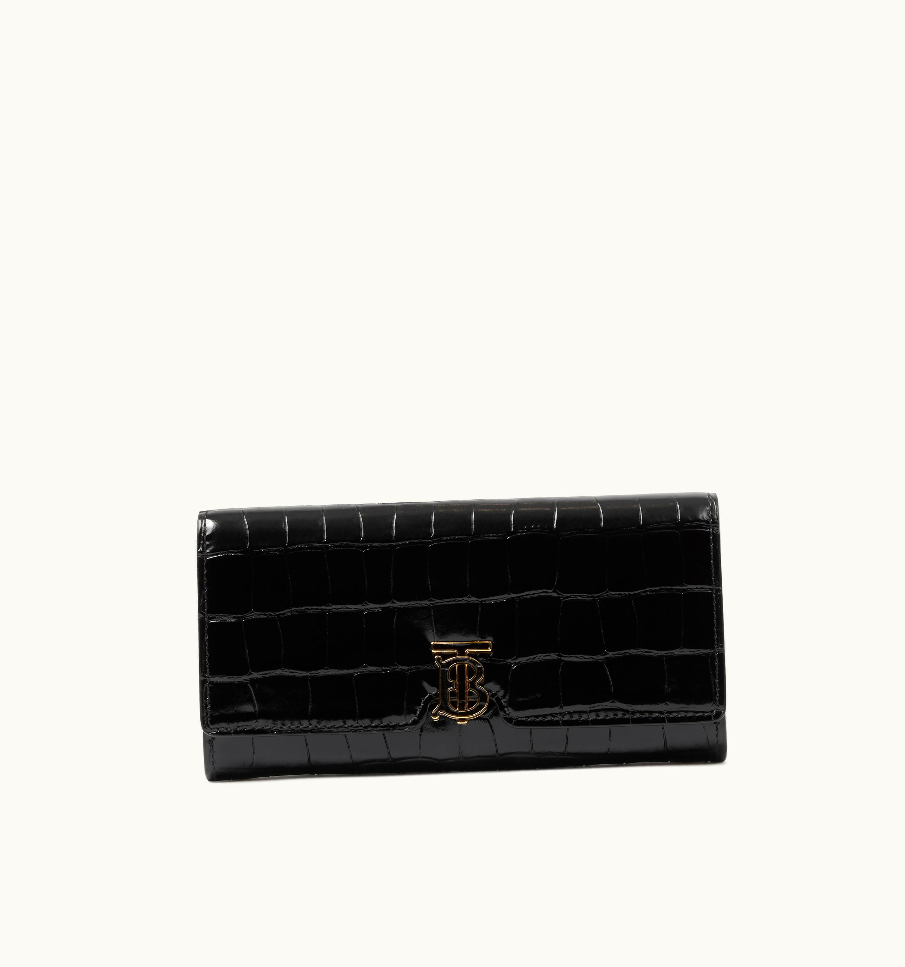 Burberry Burberry Embossed Leather Tb Continental Wallet In Black - Women