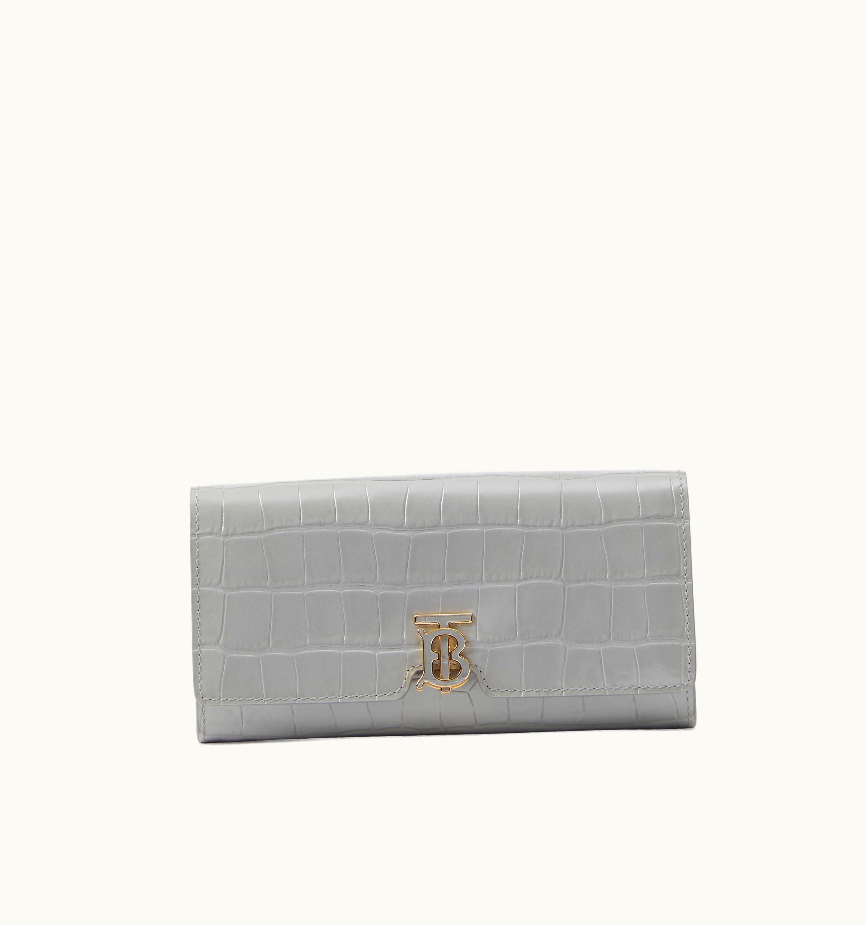 Burberry Burberry Embossed Leather Tb Continental Wallet In Cloud Grey - Women