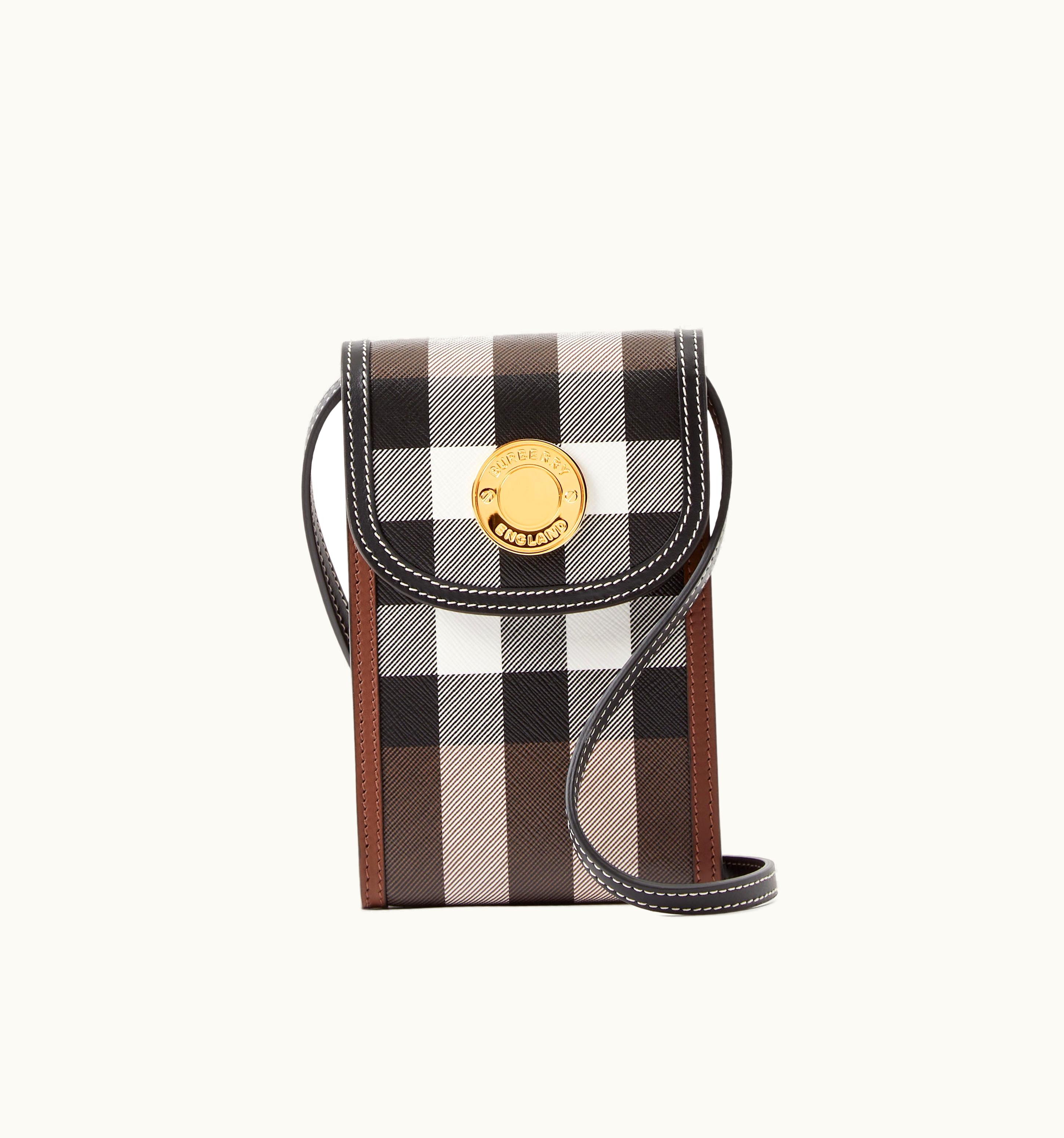 Burberry Burberry Check Elizabeth Phone Pouch In Dark Birch Brown - Women UZ0140552
