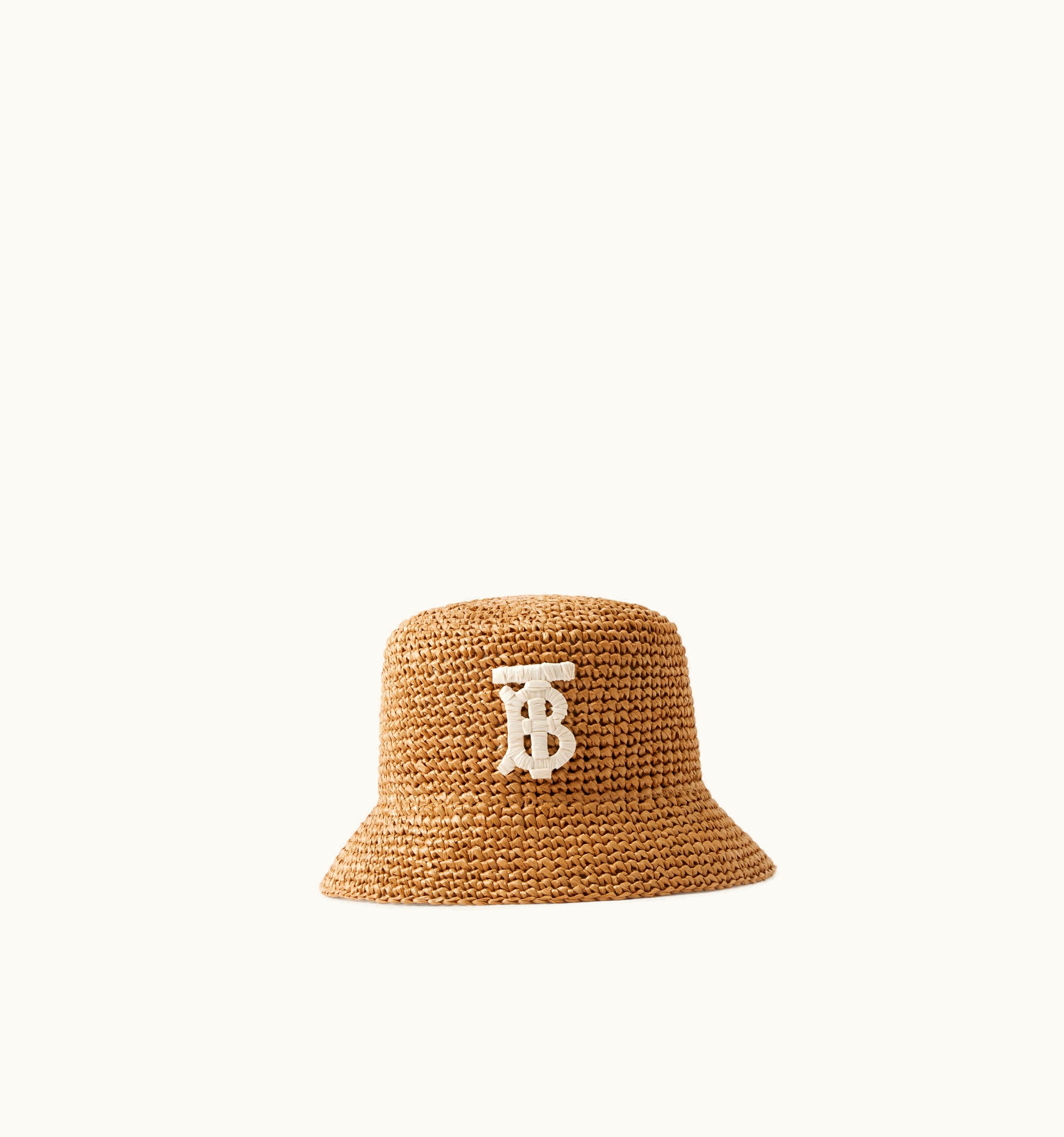 Burberry Burberry Monogram Motif Raffia-Effect Bucket Hat In Natural/Beige