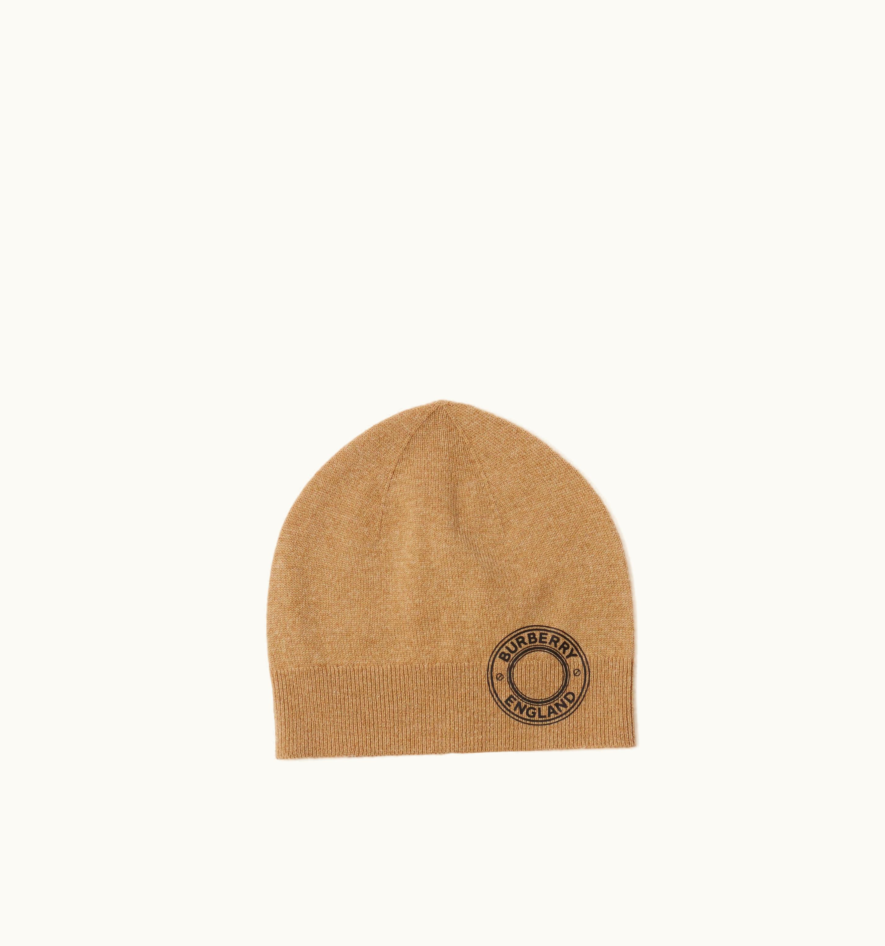 Burberry Burberry Logo Graphic Cashmere Blend Beanie In Camel UZ0140568