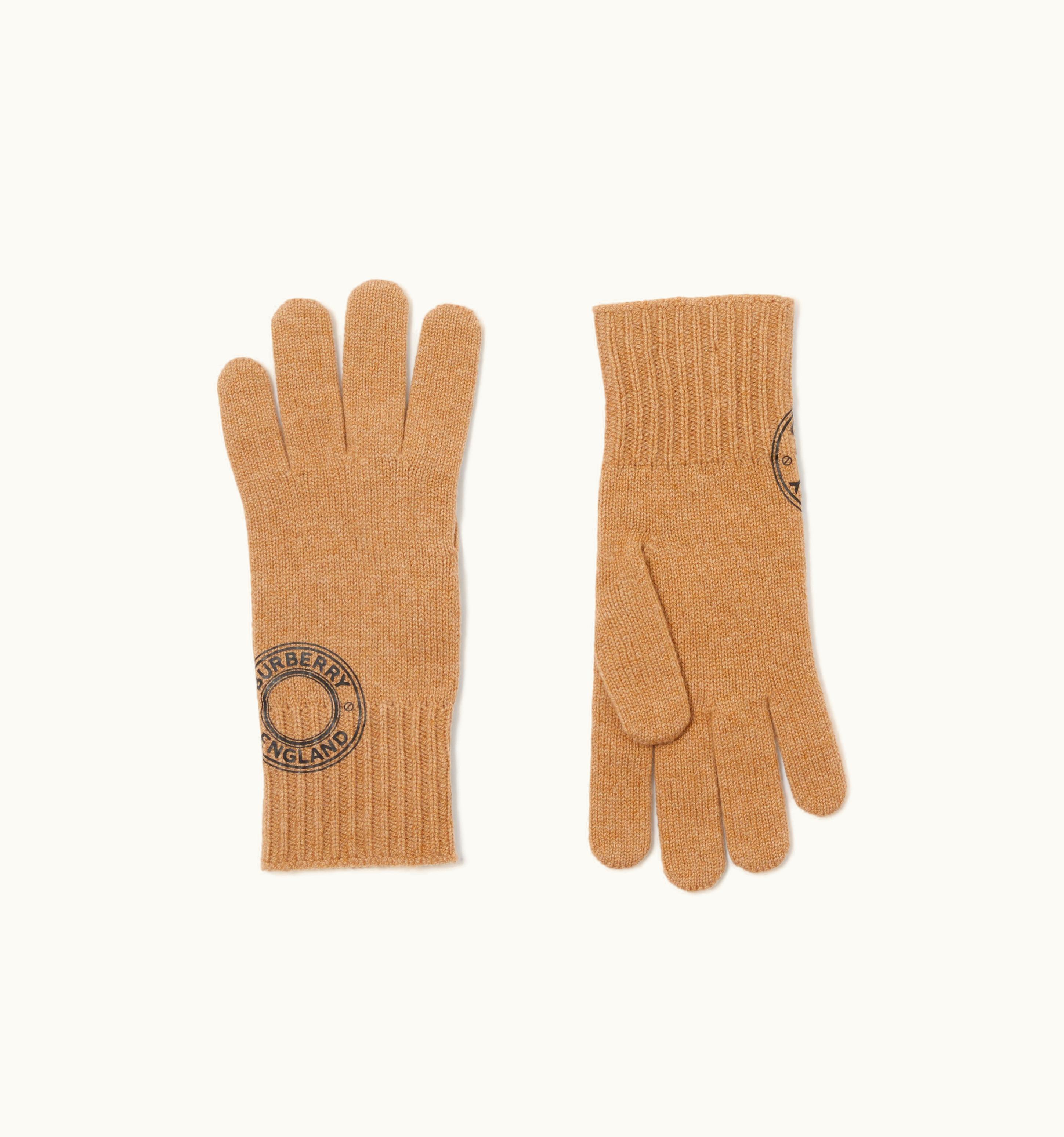 Burberry Burberry Logo Graphic Cashmere Blend Gloves In Camel UZ0140574