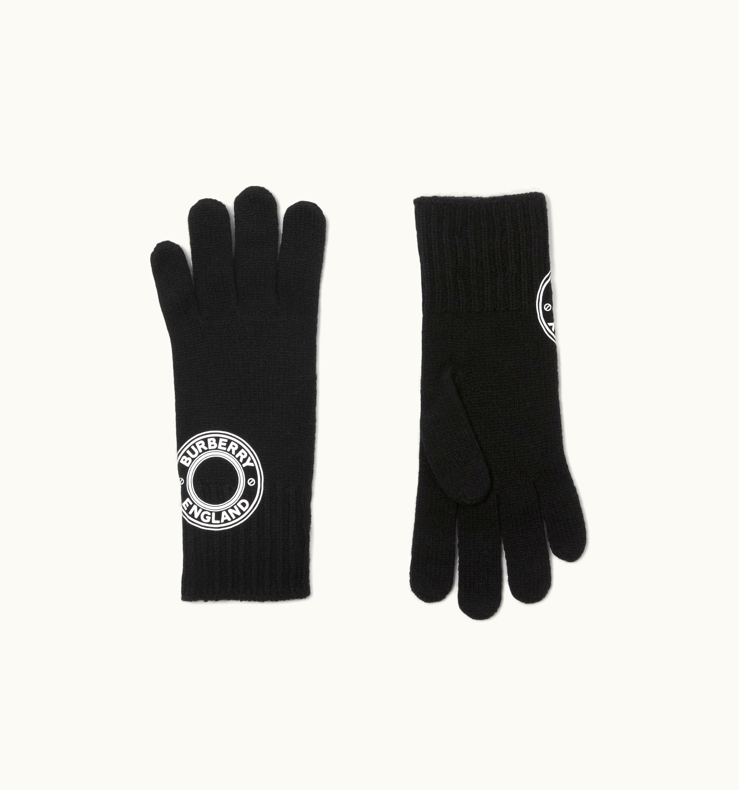 Burberry Burberry Logo Graphic Cashmere Blend Gloves In Black UZ0140575