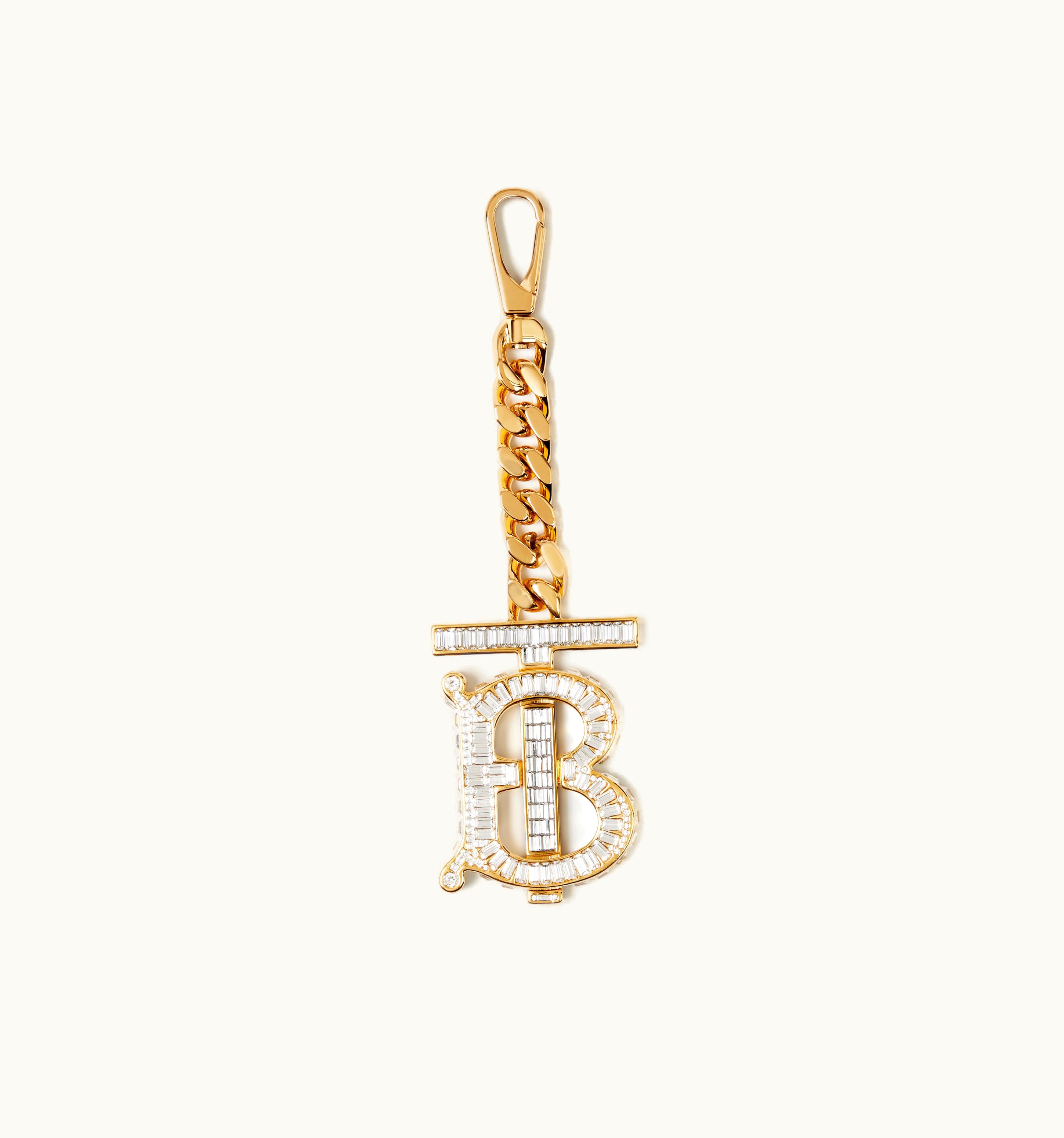 Burberry Burberry Crystal Monogram Motif Key Ring In Light Gold - Women