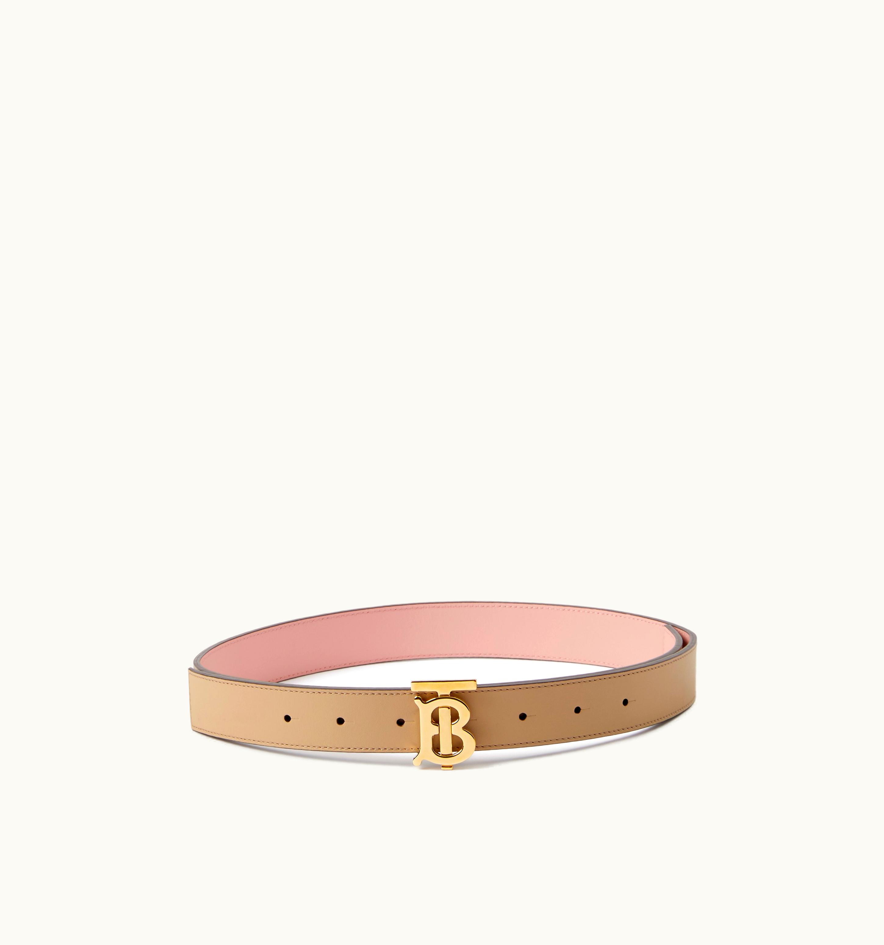Burberry Burberry Leather Reversible Tb Belt In Oat Beige/Dusky Pink - Women UZ0140603