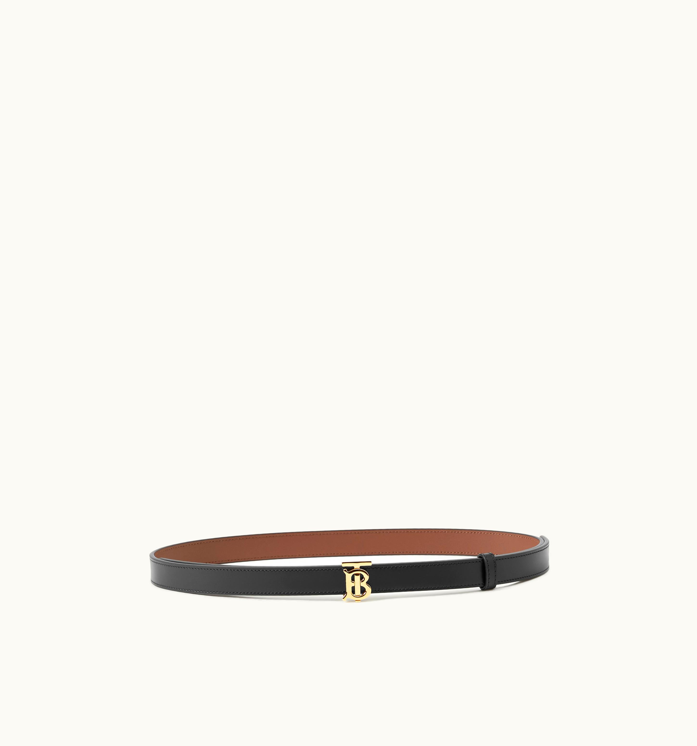 Burberry Burberry Leather Reversible Tb Belt In Black/Tan/Gold - Women UZ0140606