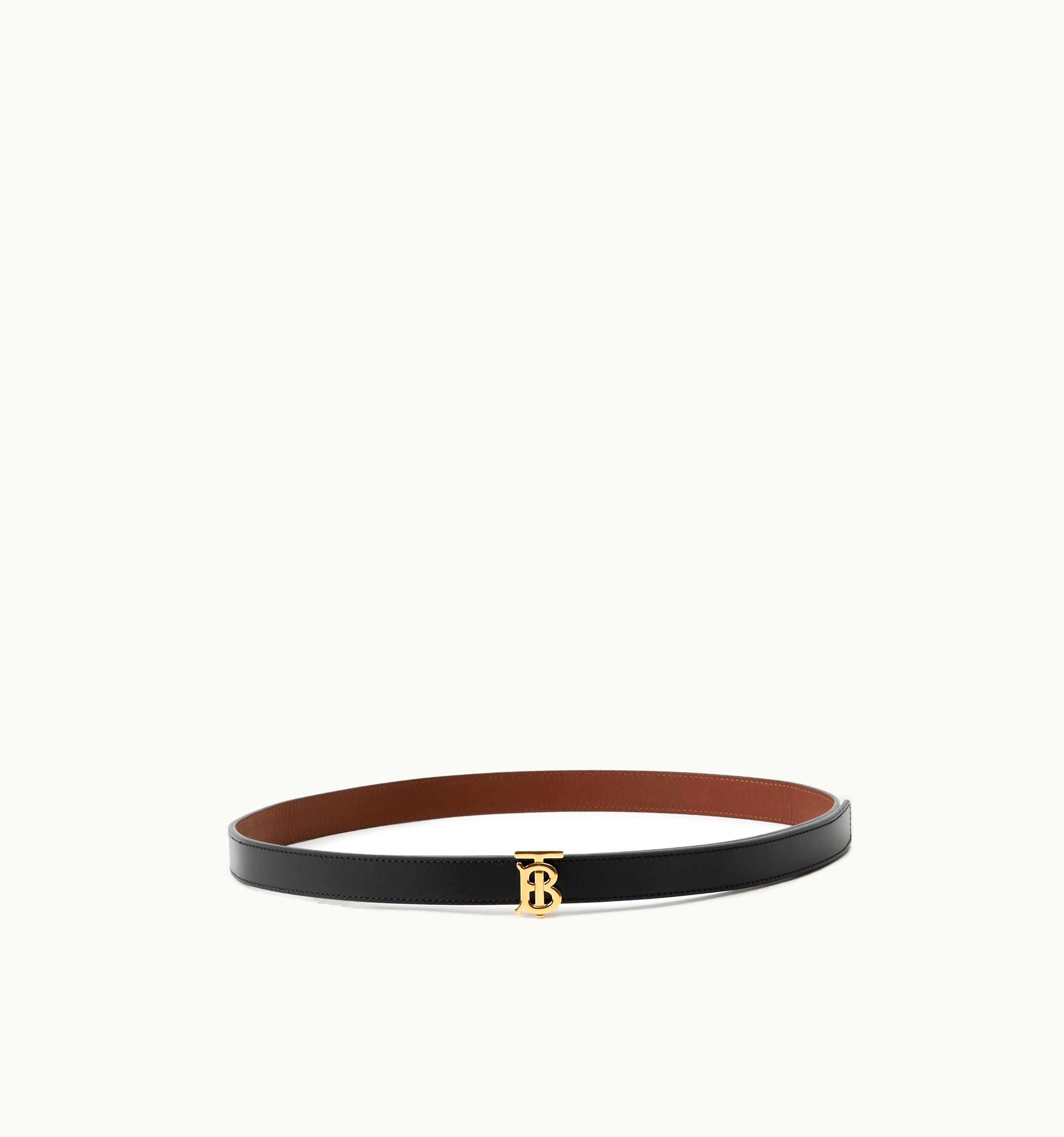 Burberry Burberry Leather Reversible Tb Belt In Black/Tan/Gold
