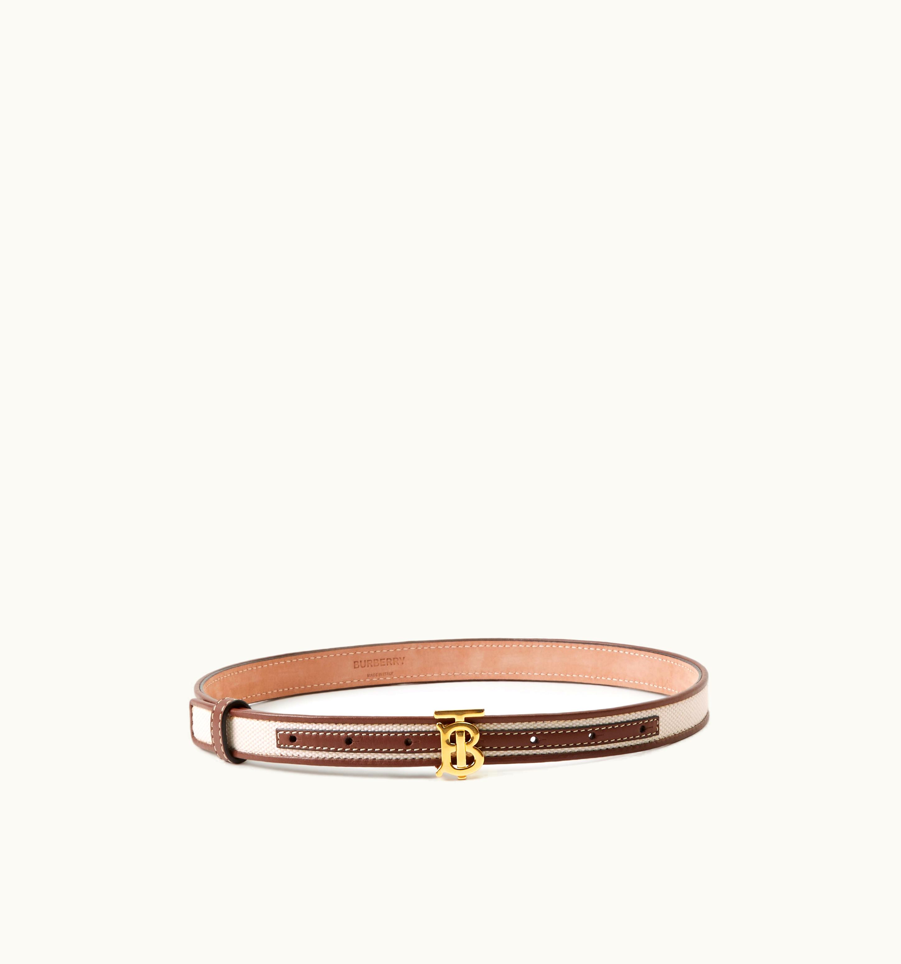 Burberry Burberry Canvas And Leather Tb Belt In Natural/Tan - Women