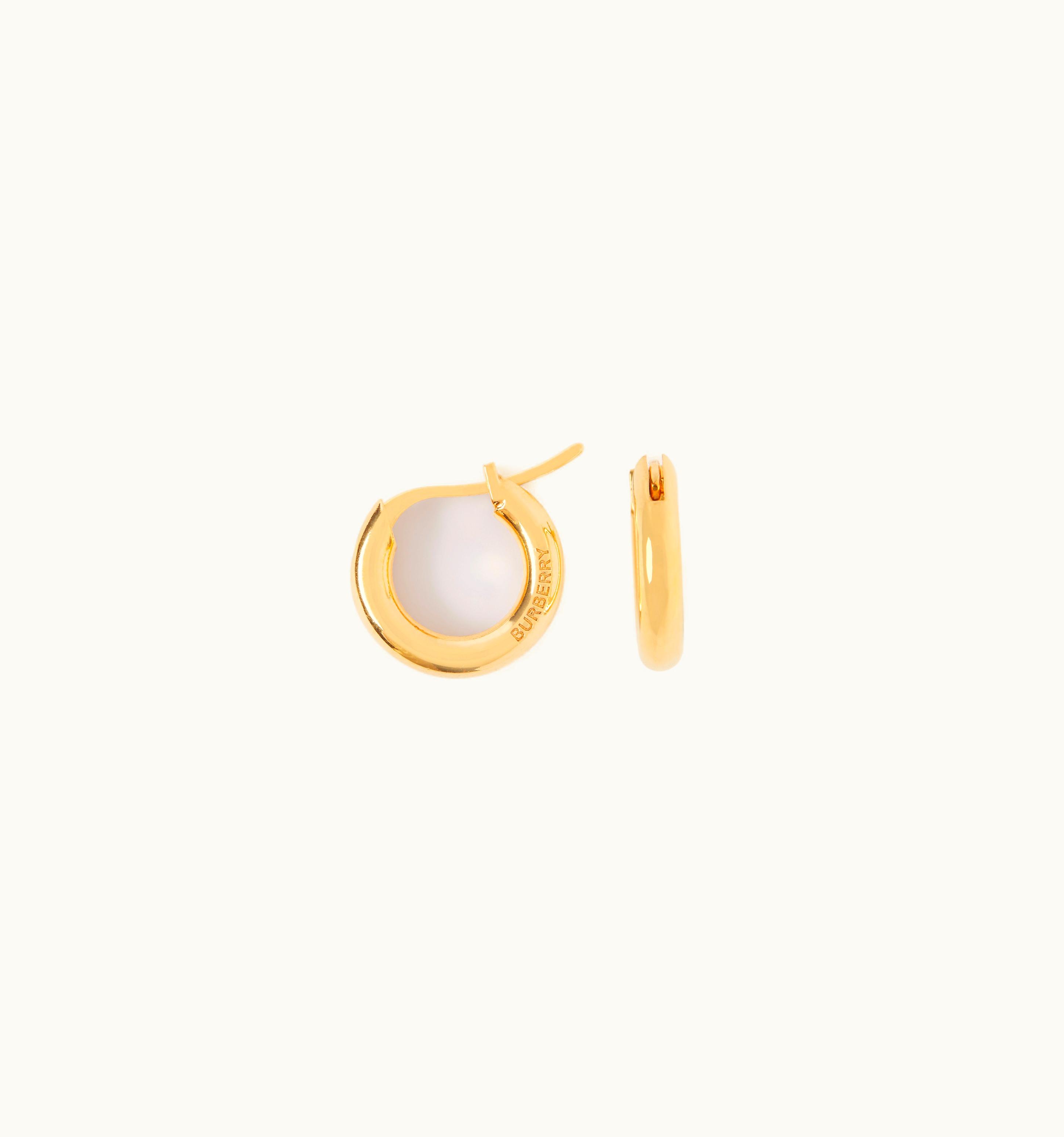 Burberry Burberry Logo Detail Gold-Plated Hoop Earrings In Light - Women