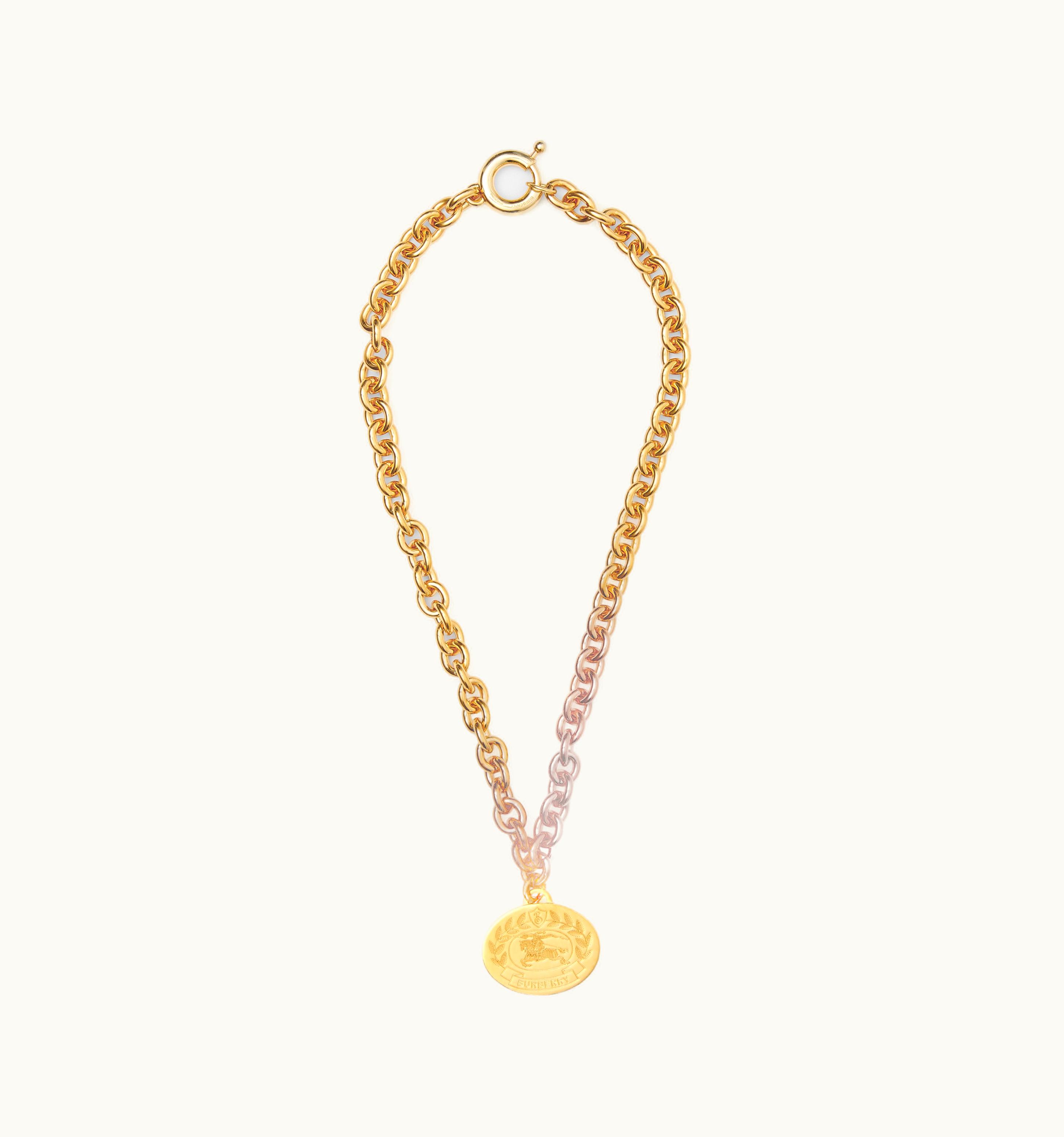 Burberry Burberry Engraved Ekd Gold-Plated Chain-Link Necklace In Light - Women