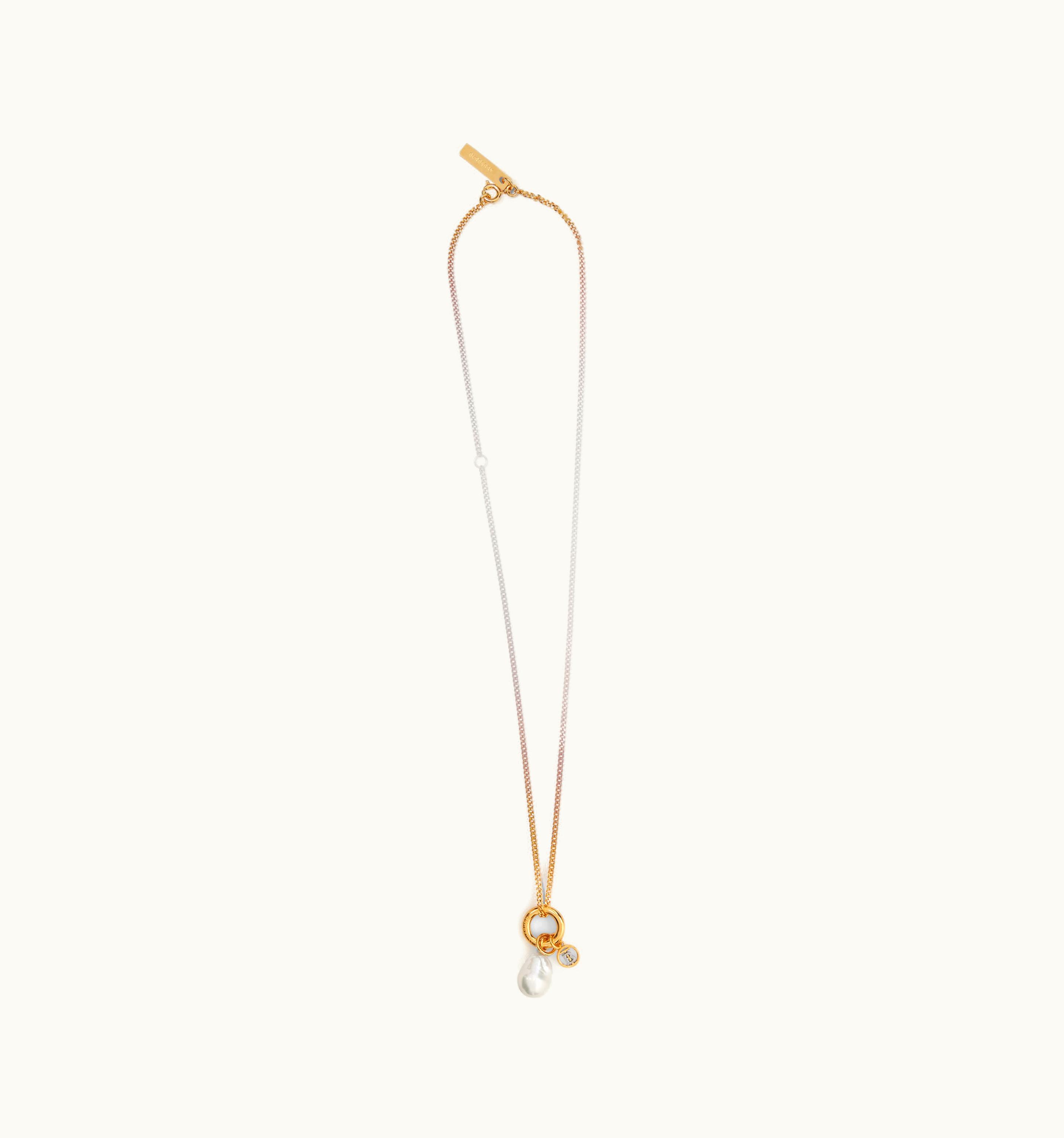 Burberry Burberry Pearl Detail Gold And Palladium-Plated Necklace In Light Gold/Palladium/White - Women