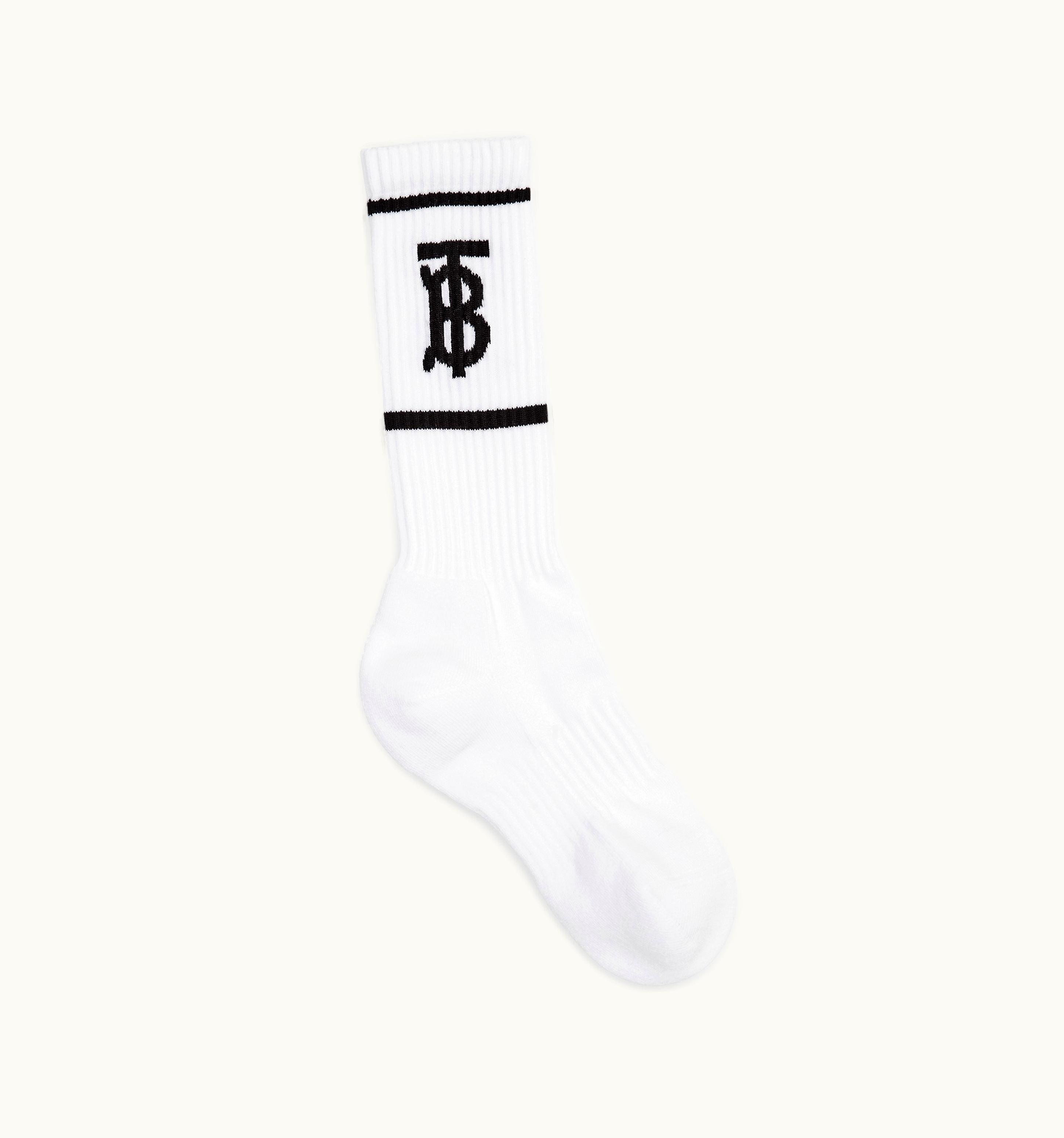 Burberry Burberry Monogram Motif Intarsia Cotton Blend Socks In White