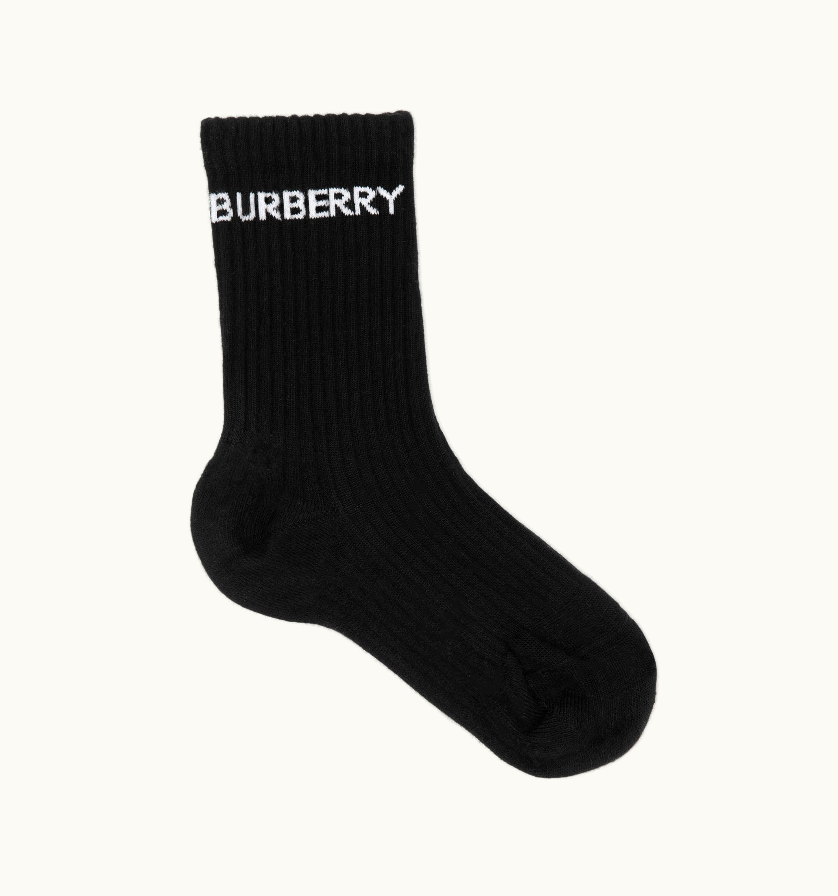 Burberry Burberry Logo Intarsia Technical Stretch Cotton Socks In Black UZ0140669
