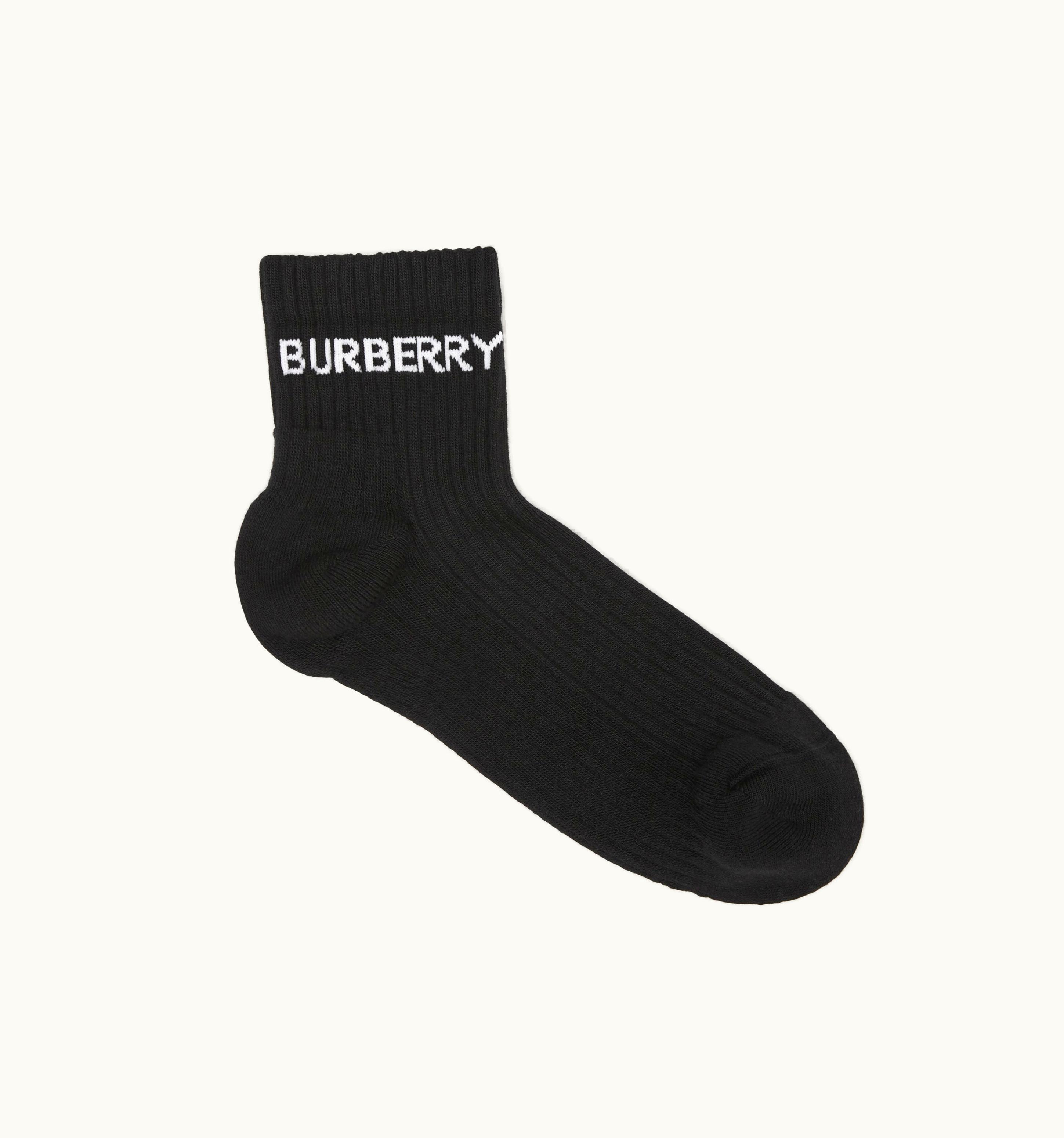 Burberry Burberry Logo Intarsia Technical Stretch Cotton Ankle Socks In Black UZ0140670