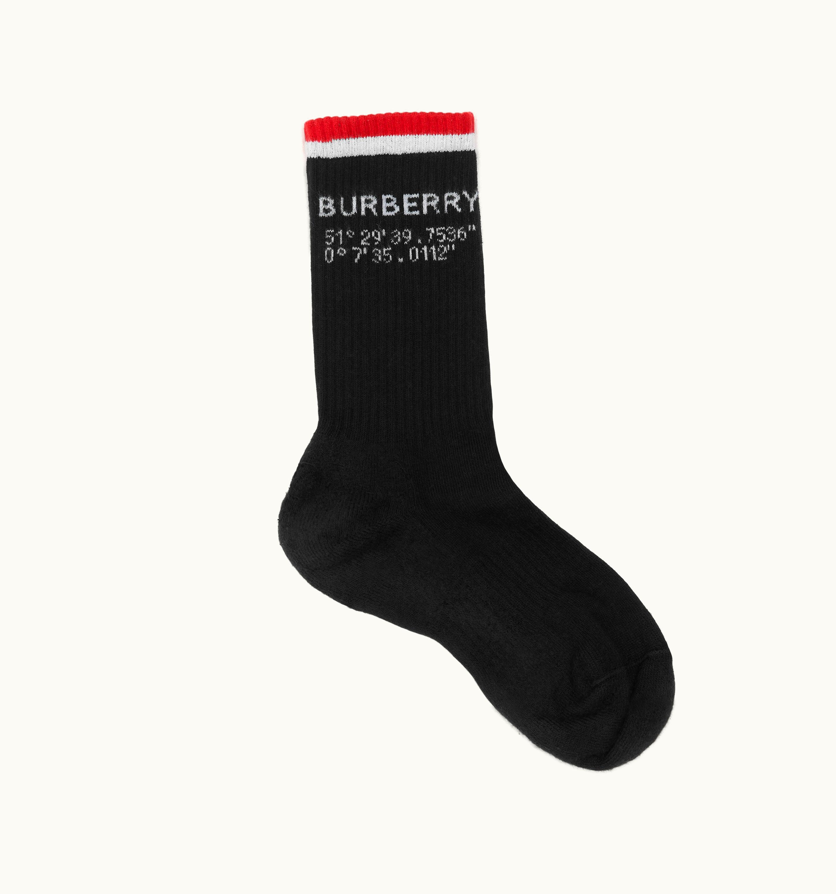 Burberry Burberry Coordinates Intarsia Technical Stretch Cotton Socks In Black UZ0140671