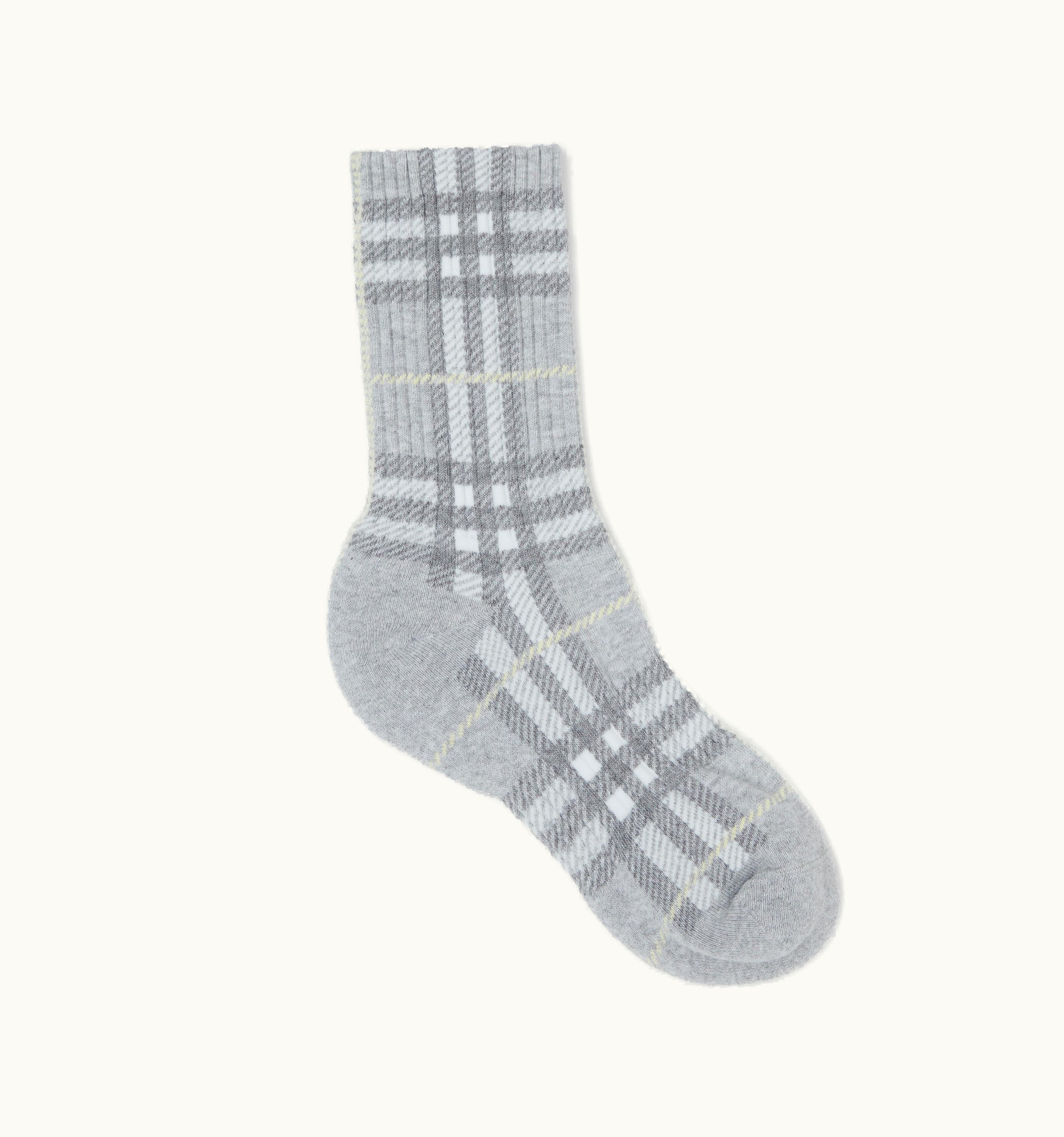 Burberry Burberry Check Intarsia Technical Stretch Cotton Socks In Light Grey UZ0140673