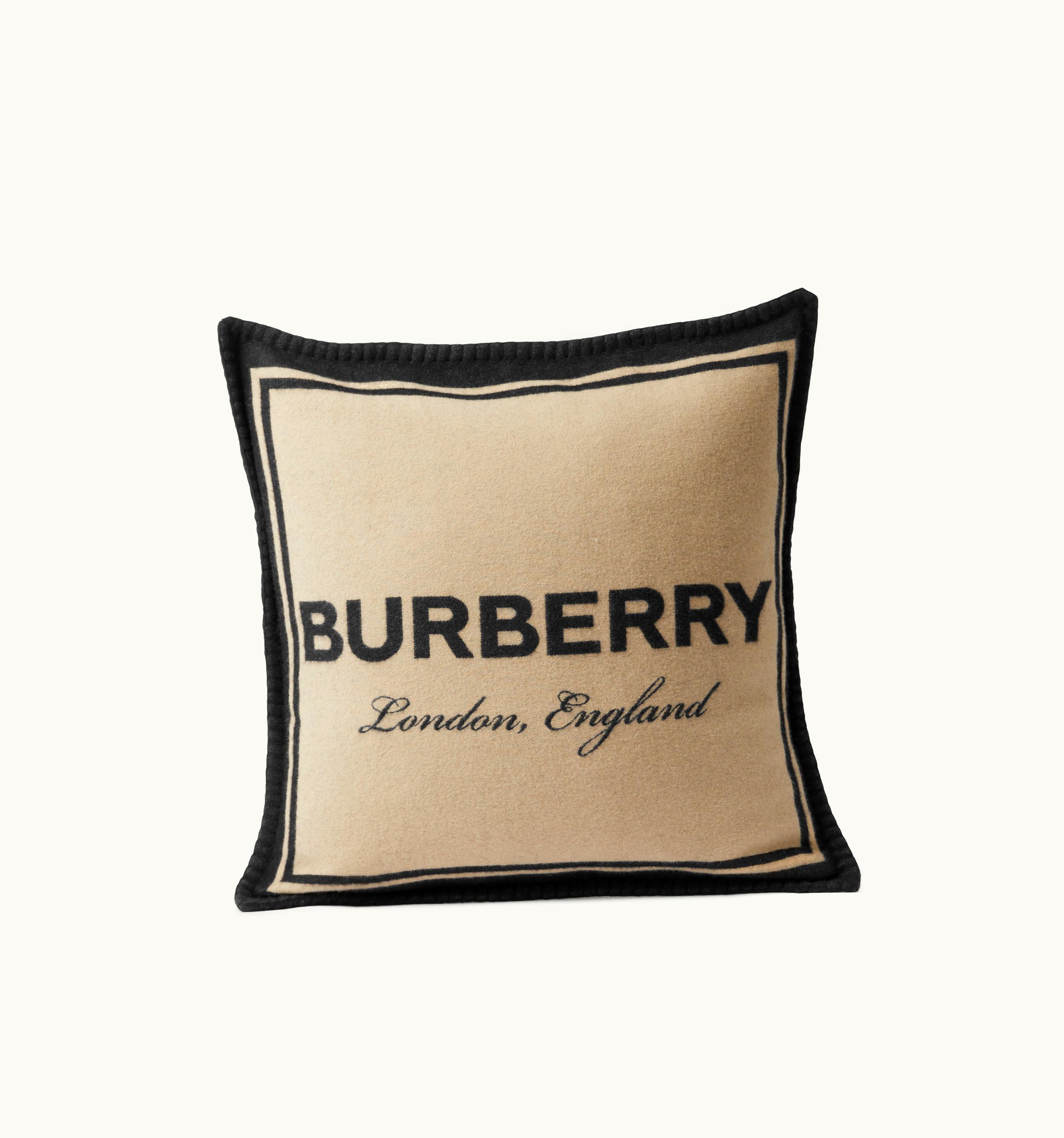 Burberry Burberry Logo Cashmere Wool Jacquard Cushion Cover In Honey/Black UZ0140685