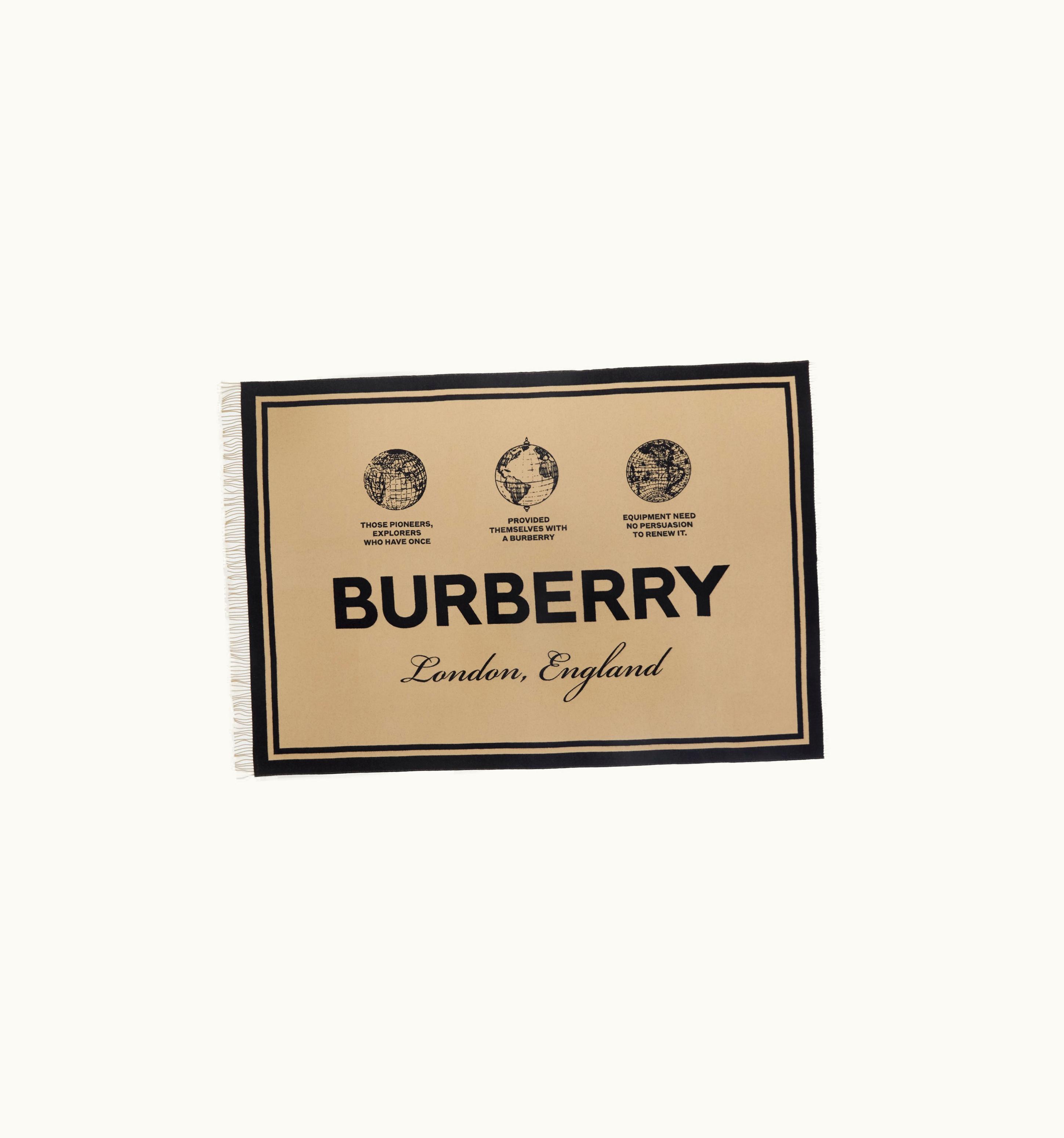 Burberry Burberry Label Cashmere Wool Jacquard Blanket In Honey/Black UZ0140686