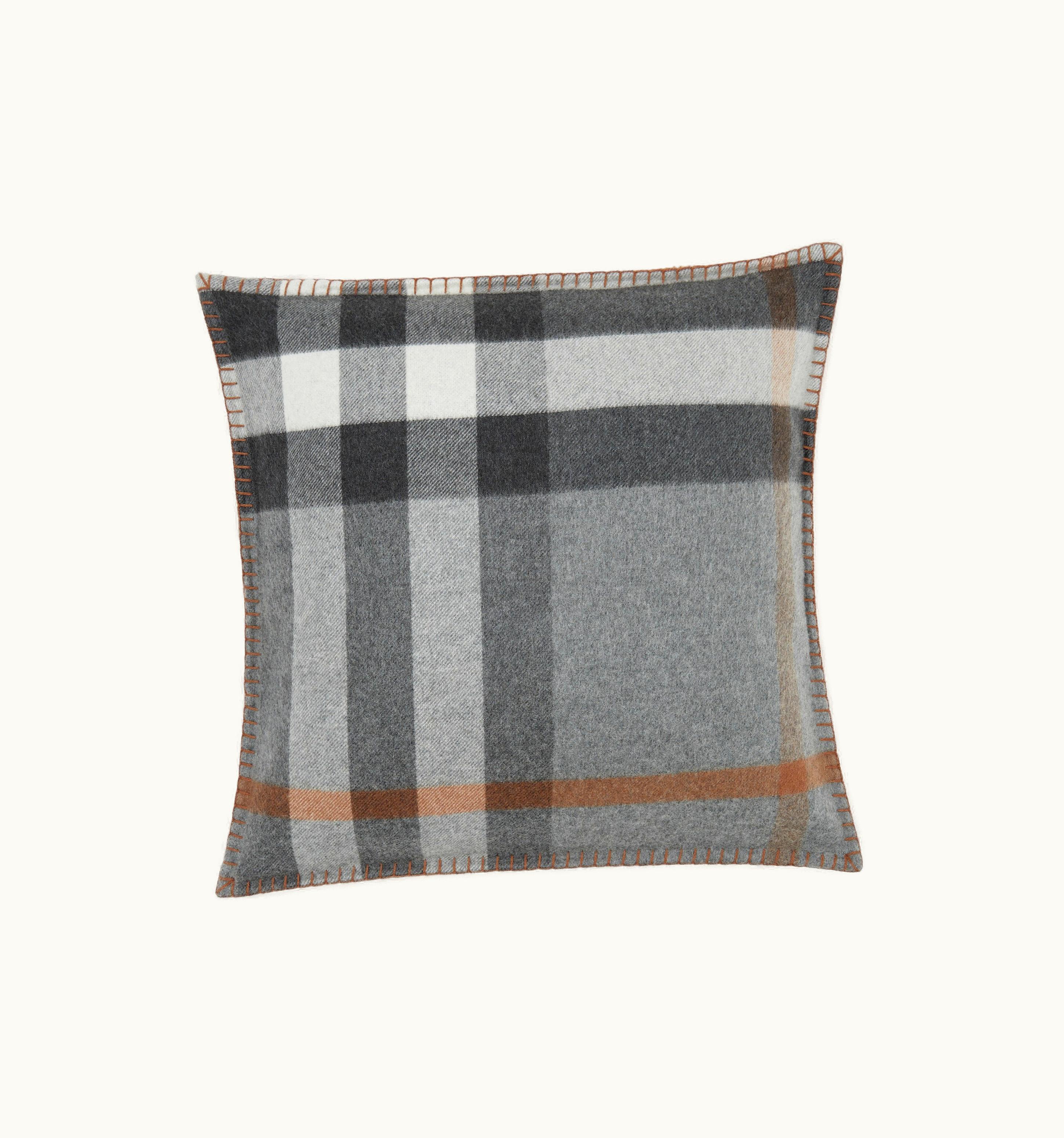Burberry Burberry Exaggerated Check Cashmere Cushion Cover In Grey UZ0140689